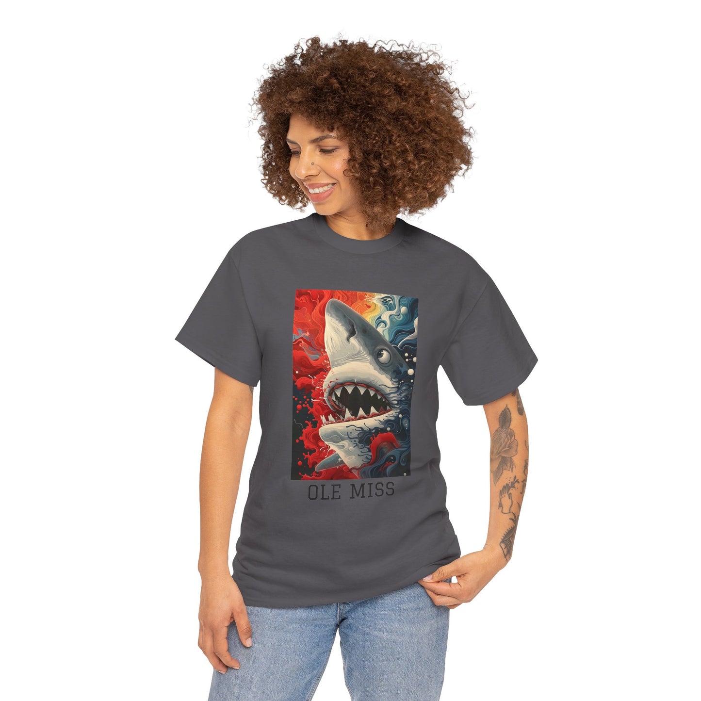 Ole Miss 01F - Unisex Heavy Cotton Tee - Image on the Front