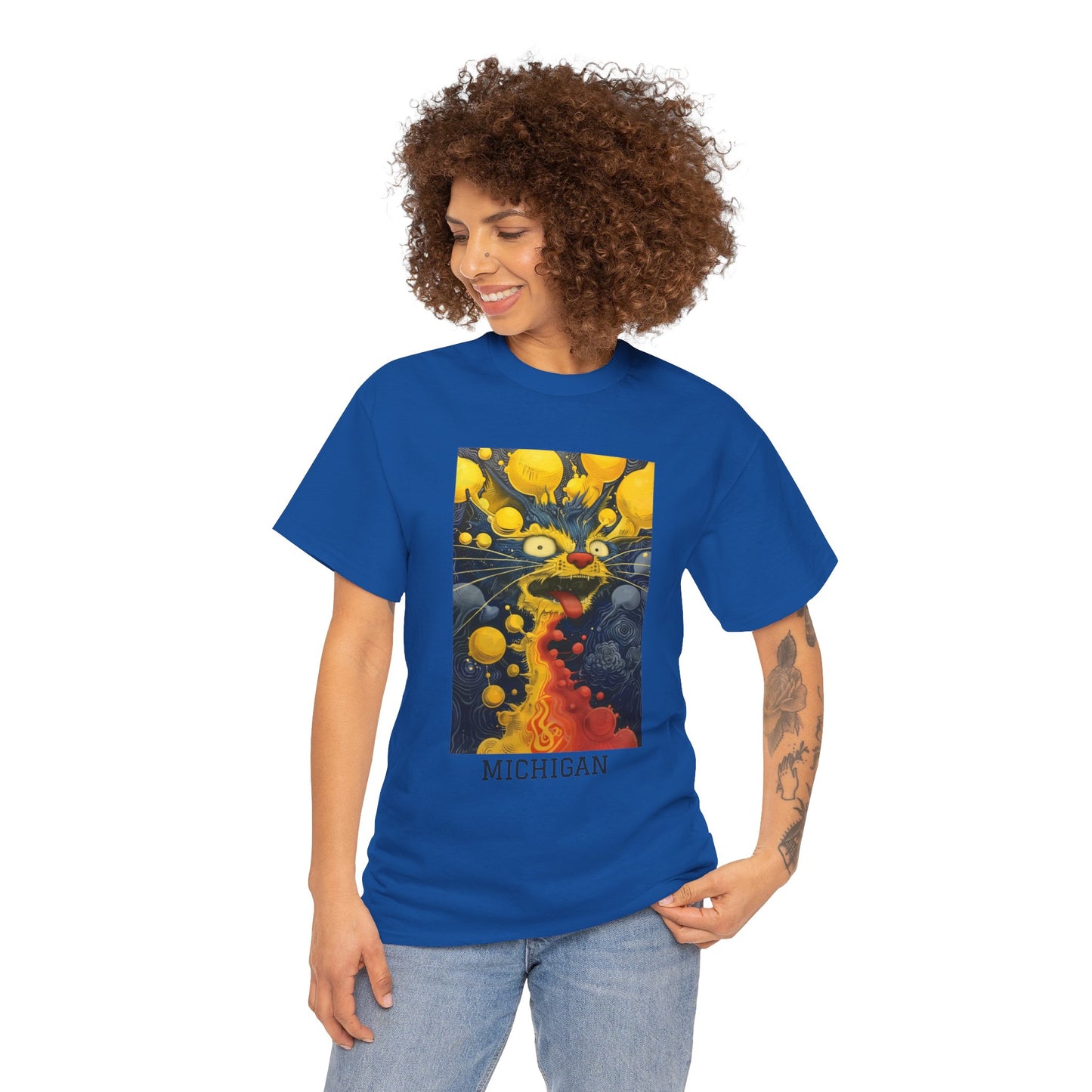 Michigan 01F - Unisex Heavy Cotton Tee - Image on the Front