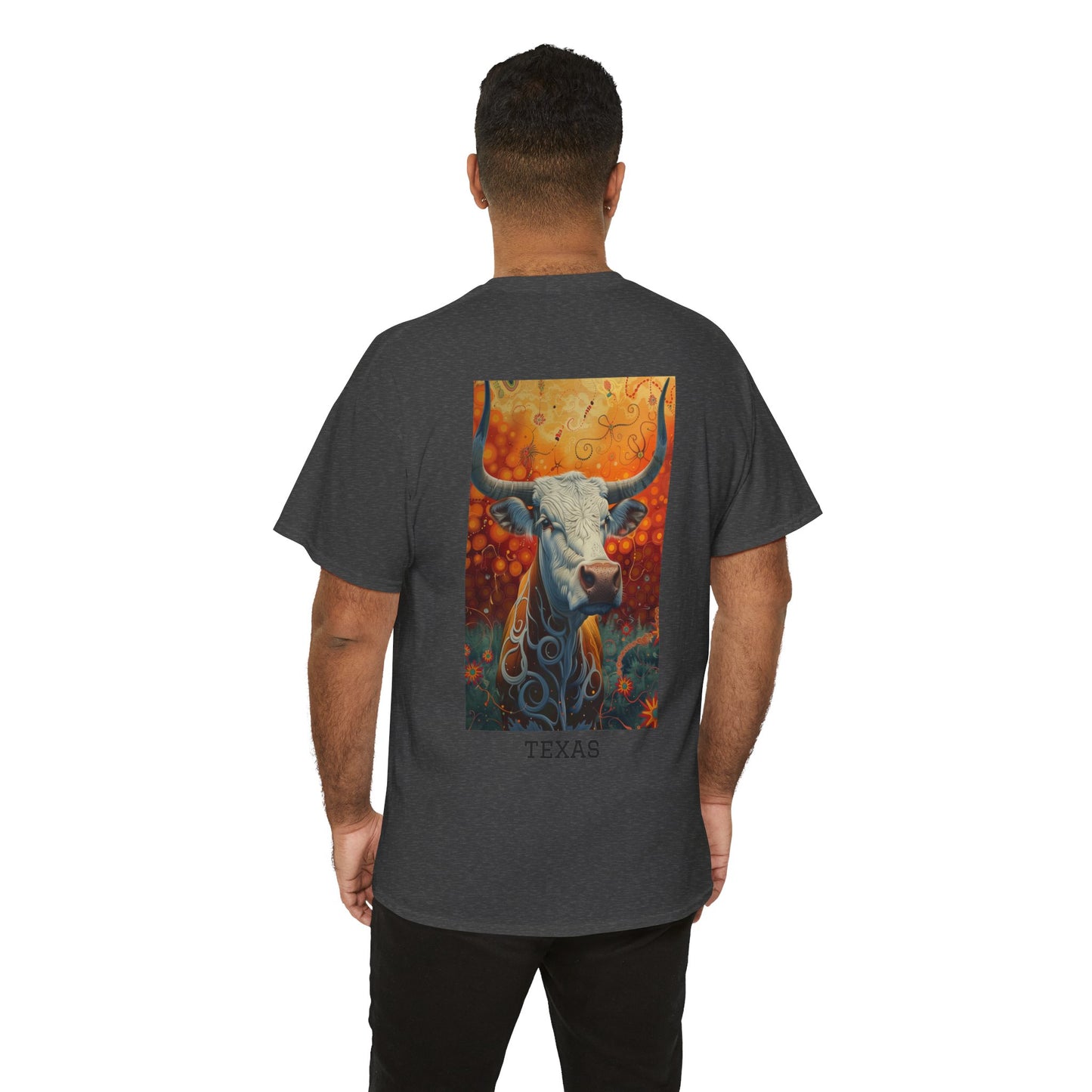 Texas 01B - Unisex Heavy Cotton Tee - Image on the Back