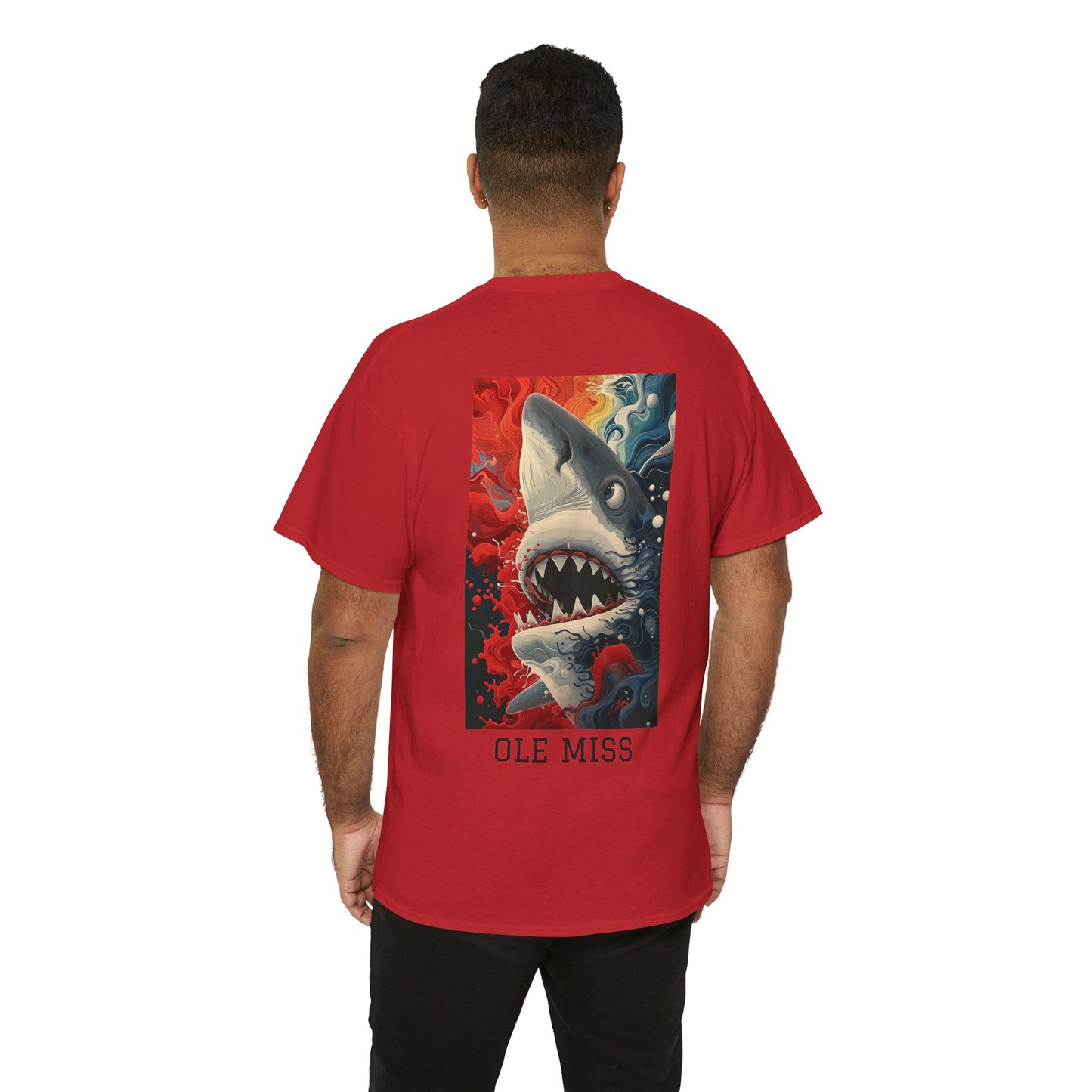 Ole Miss 01B - Unisex Heavy Cotton Tee - Image on the Back