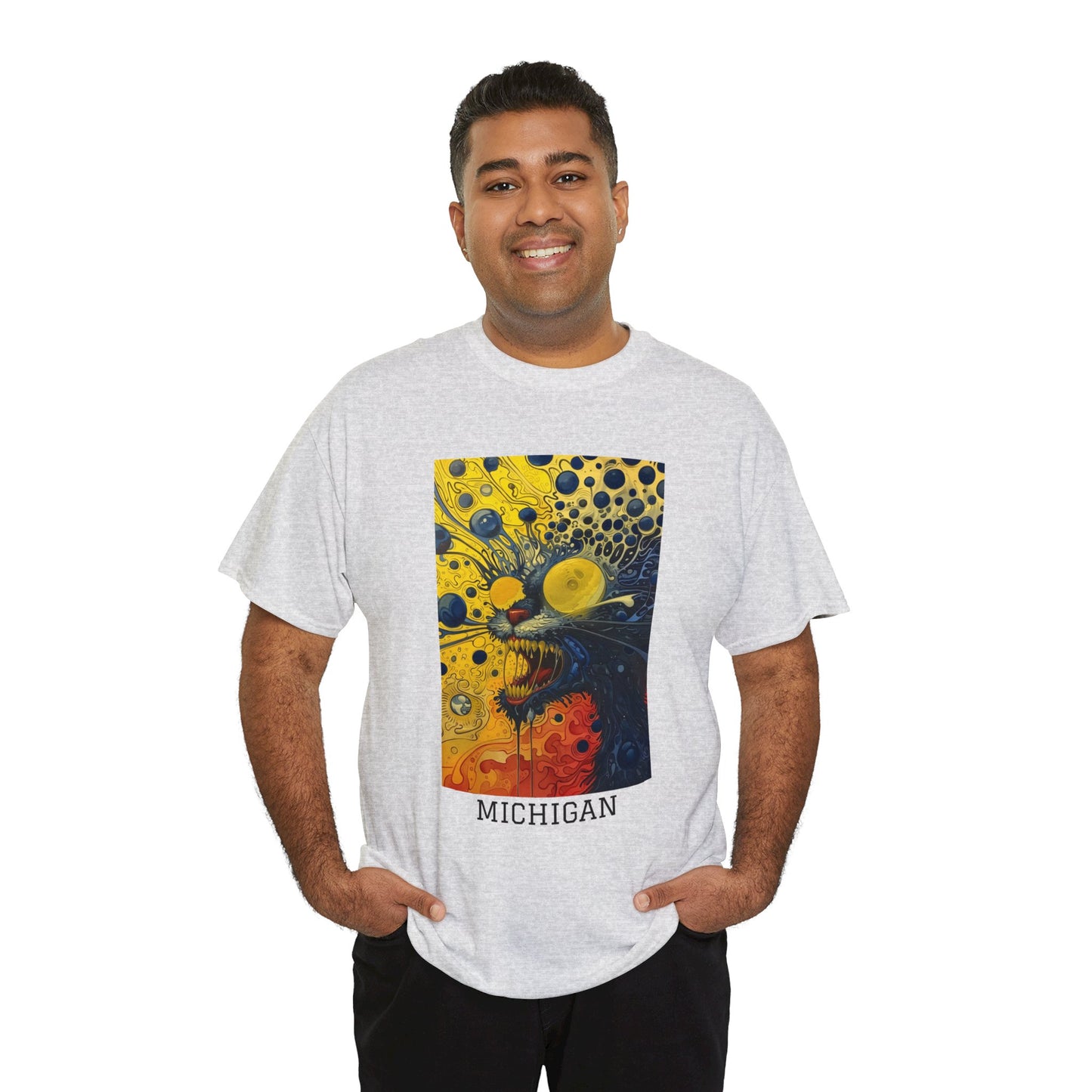 Michigan 02F - Unisex Heavy Cotton Tee - Image on the Front