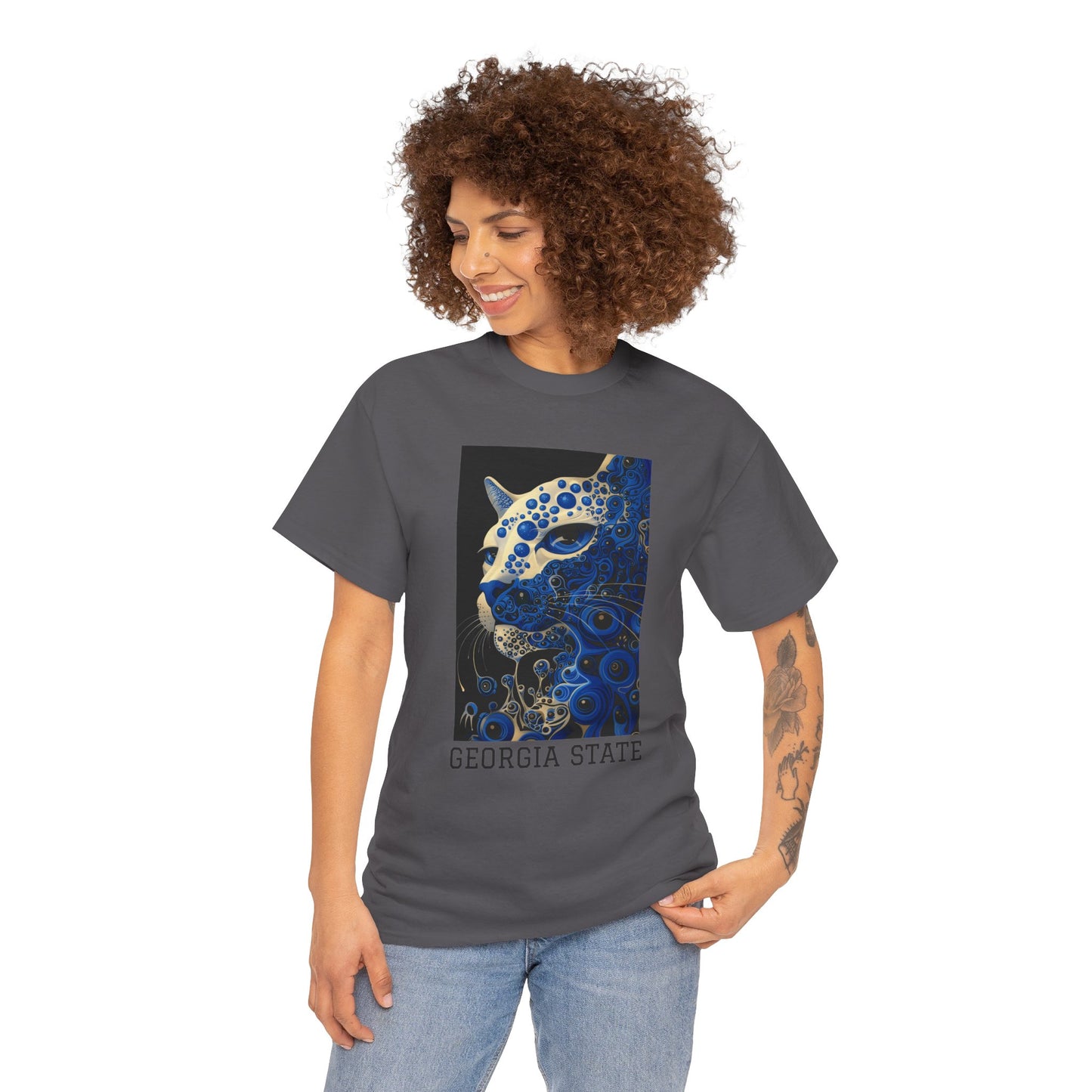 Georgia State 01F - Unisex Heavy Cotton Tee - Image on the Front
