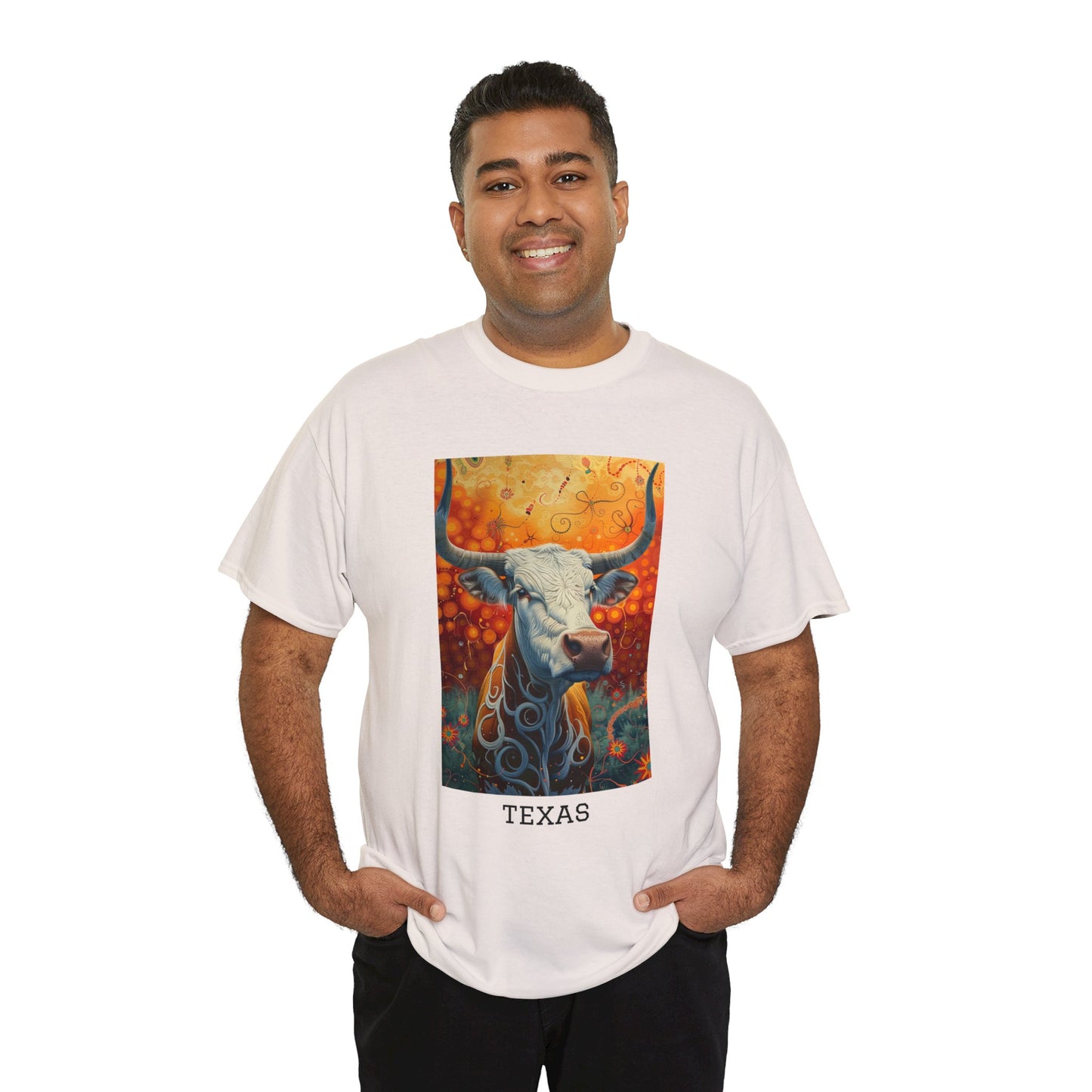 Texas 01F - Unisex Heavy Cotton Tee - Image on the Front