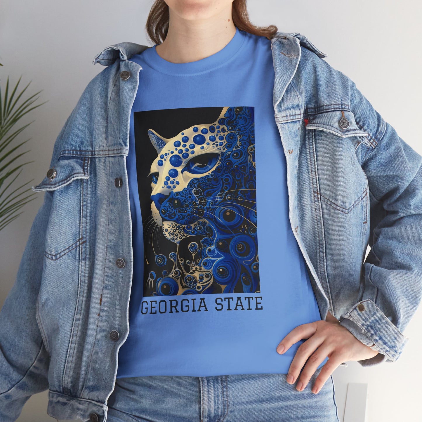 Georgia State 01F - Unisex Heavy Cotton Tee - Image on the Front