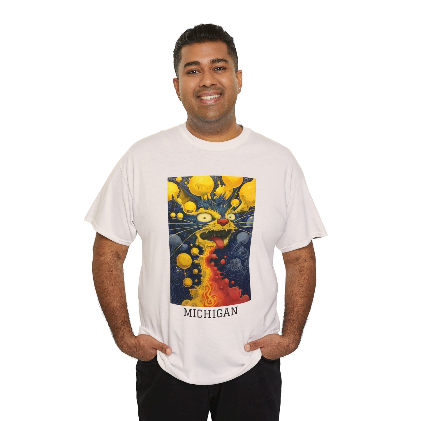 Michigan 01F - Unisex Heavy Cotton Tee - Image on the Front