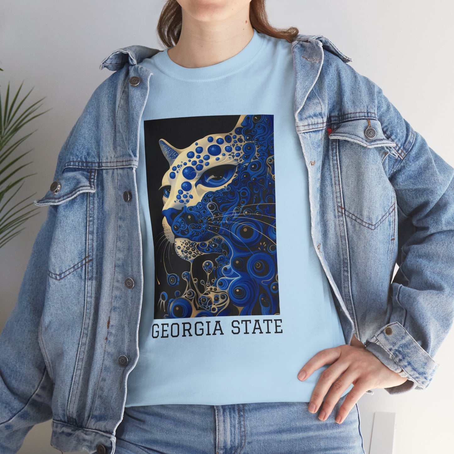 Georgia State 01F - Unisex Heavy Cotton Tee - Image on the Front
