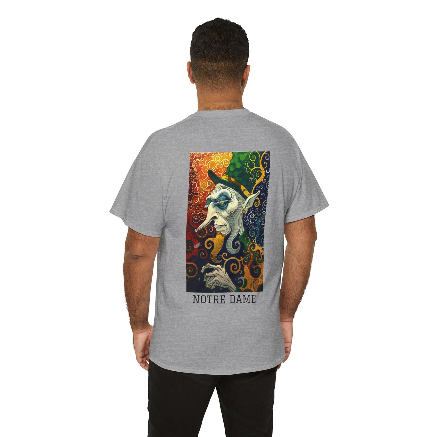 Notre Dame 01B - Unisex Heavy Cotton Tee - Image on the Back