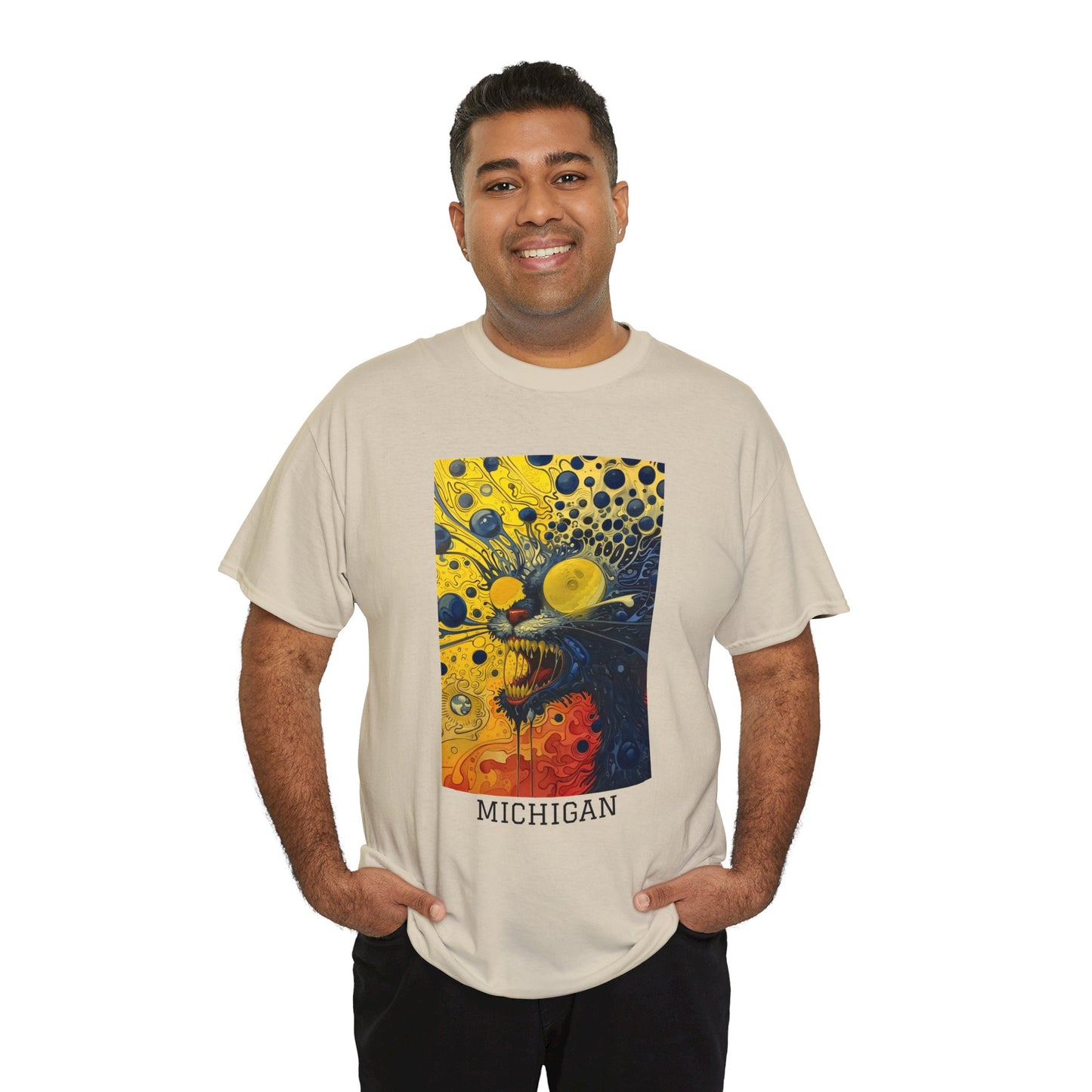 Michigan 02F - Unisex Heavy Cotton Tee - Image on the Front