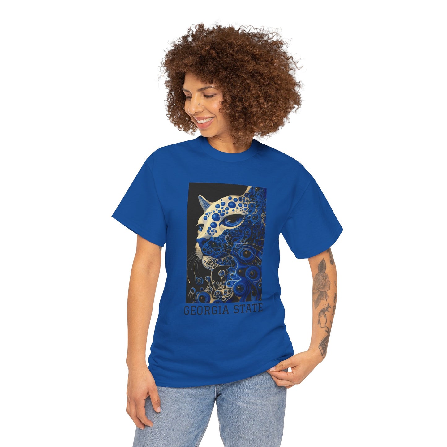 Georgia State 01F - Unisex Heavy Cotton Tee - Image on the Front
