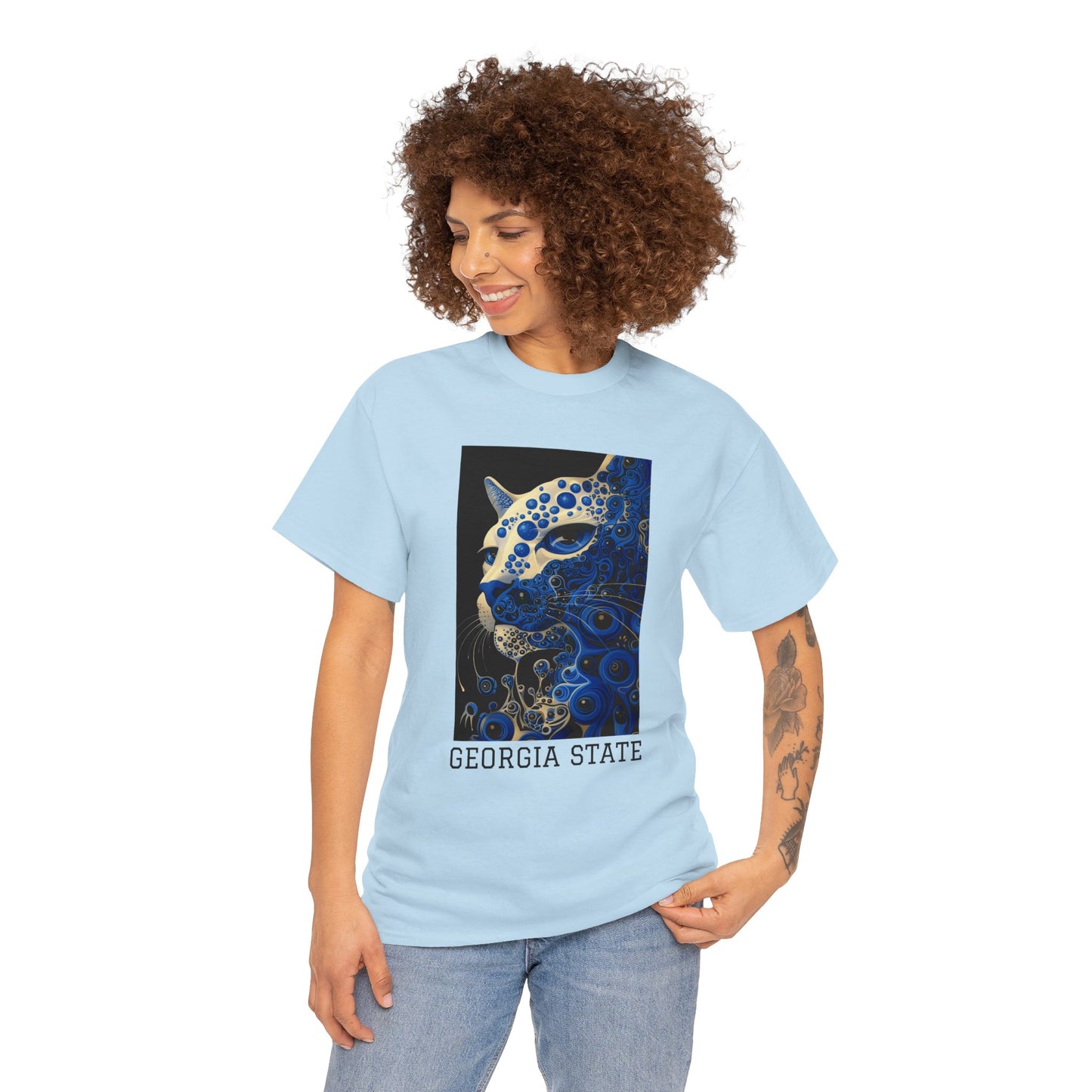 Georgia State 01F - Unisex Heavy Cotton Tee - Image on the Front