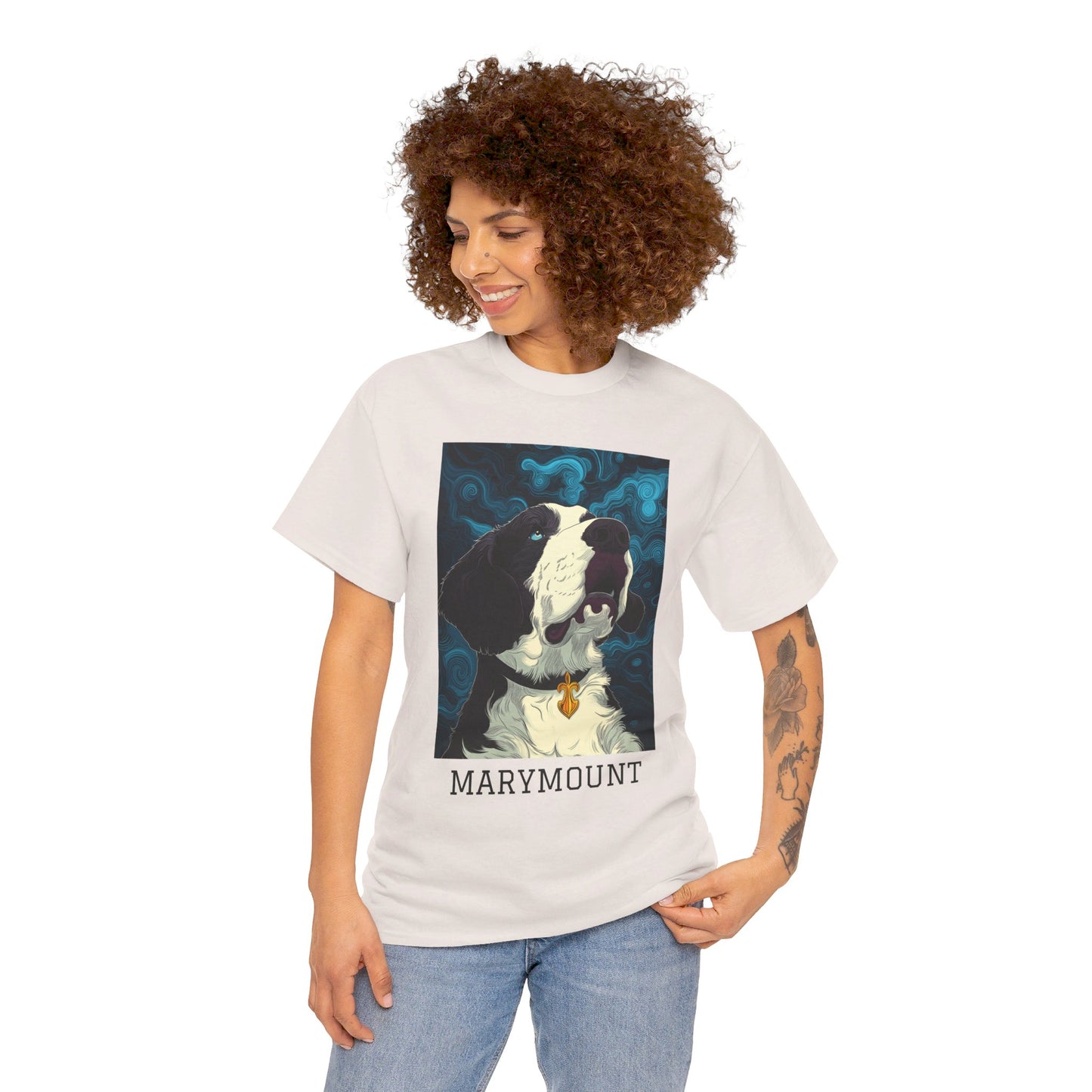 Marymount 01F - Unisex Heavy Cotton Tee - Image on the Front