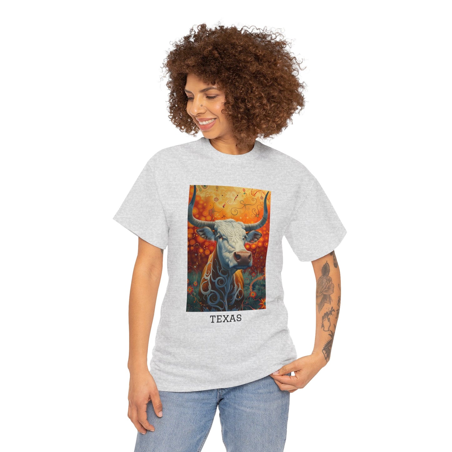 Texas 01F - Unisex Heavy Cotton Tee - Image on the Front