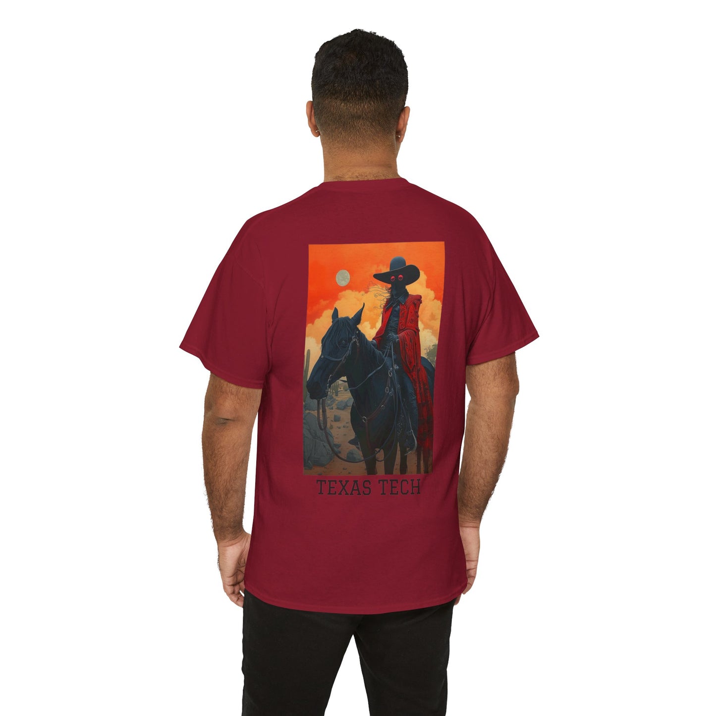 Texas Tech 01B - Unisex Heavy Cotton Tee - Image on the Back