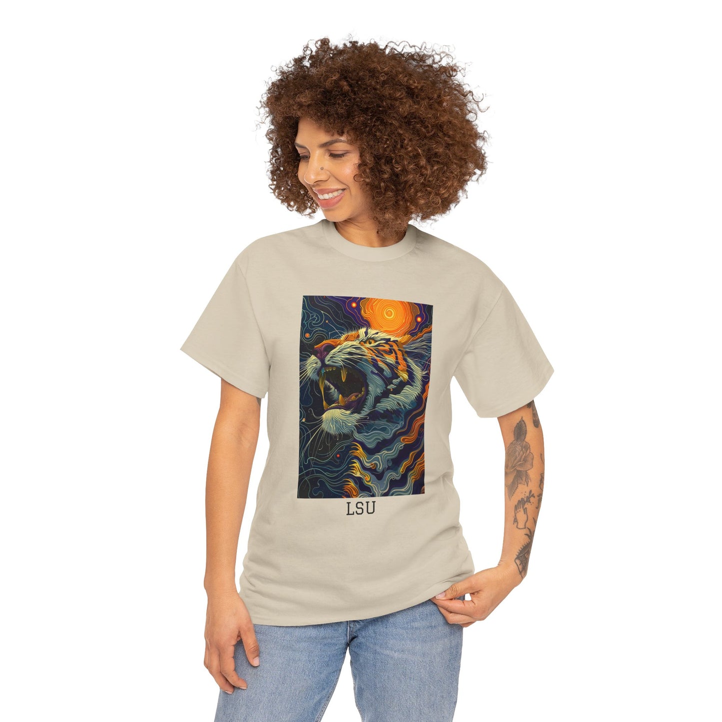 LSU 01F - Unisex Heavy Cotton Tee - Image on the Front