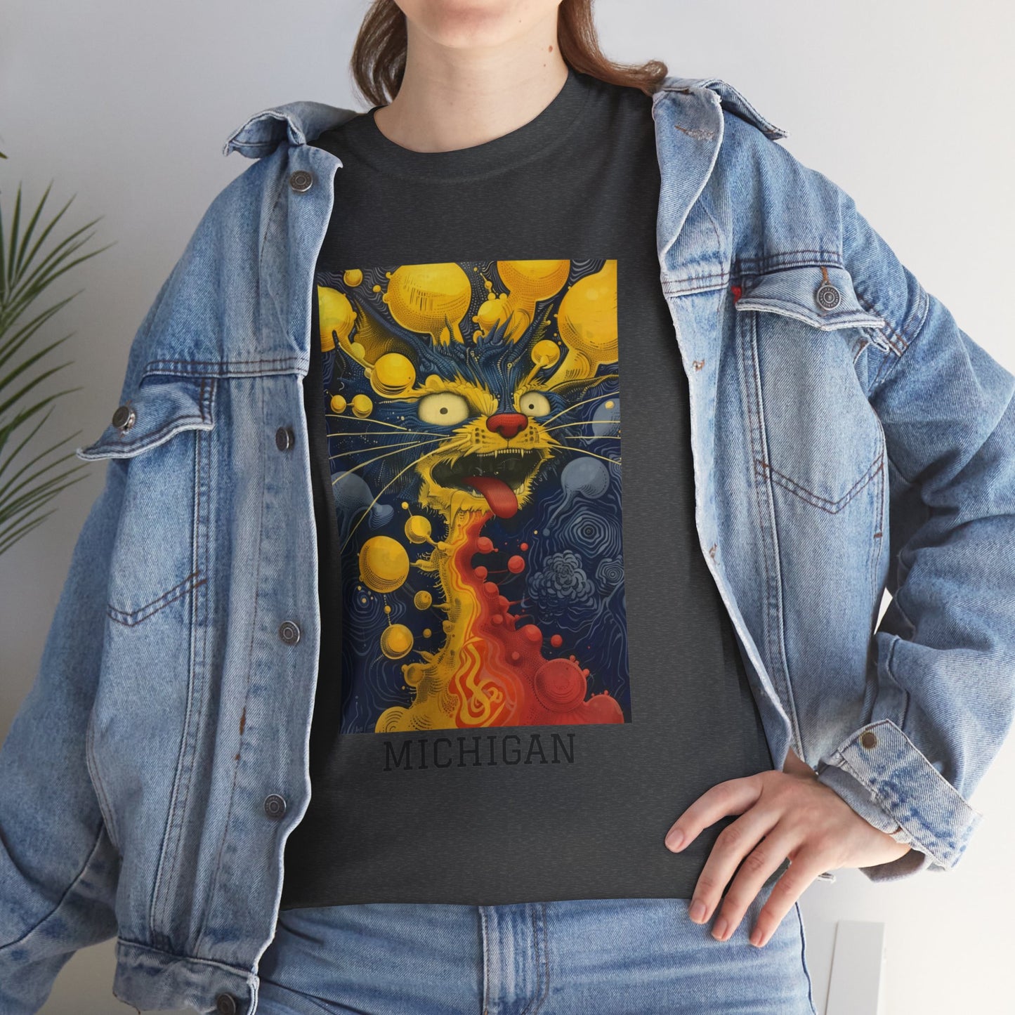 Michigan 01F - Unisex Heavy Cotton Tee - Image on the Front