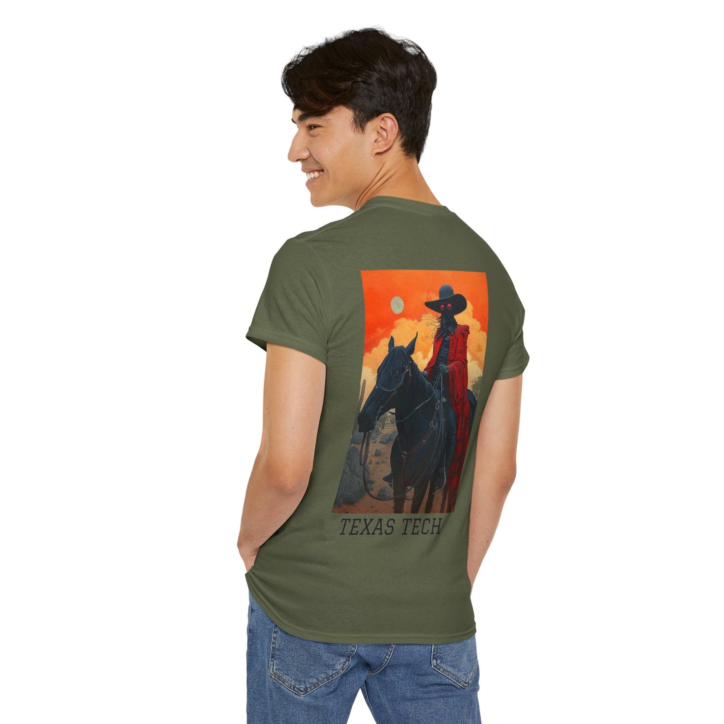 Texas Tech 01B - Unisex Heavy Cotton Tee - Image on the Back