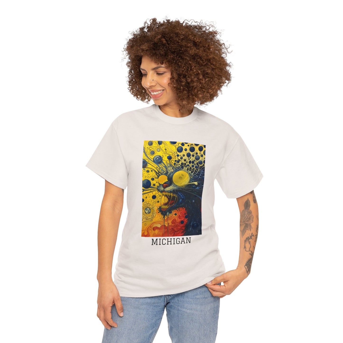 Michigan 02F - Unisex Heavy Cotton Tee - Image on the Front