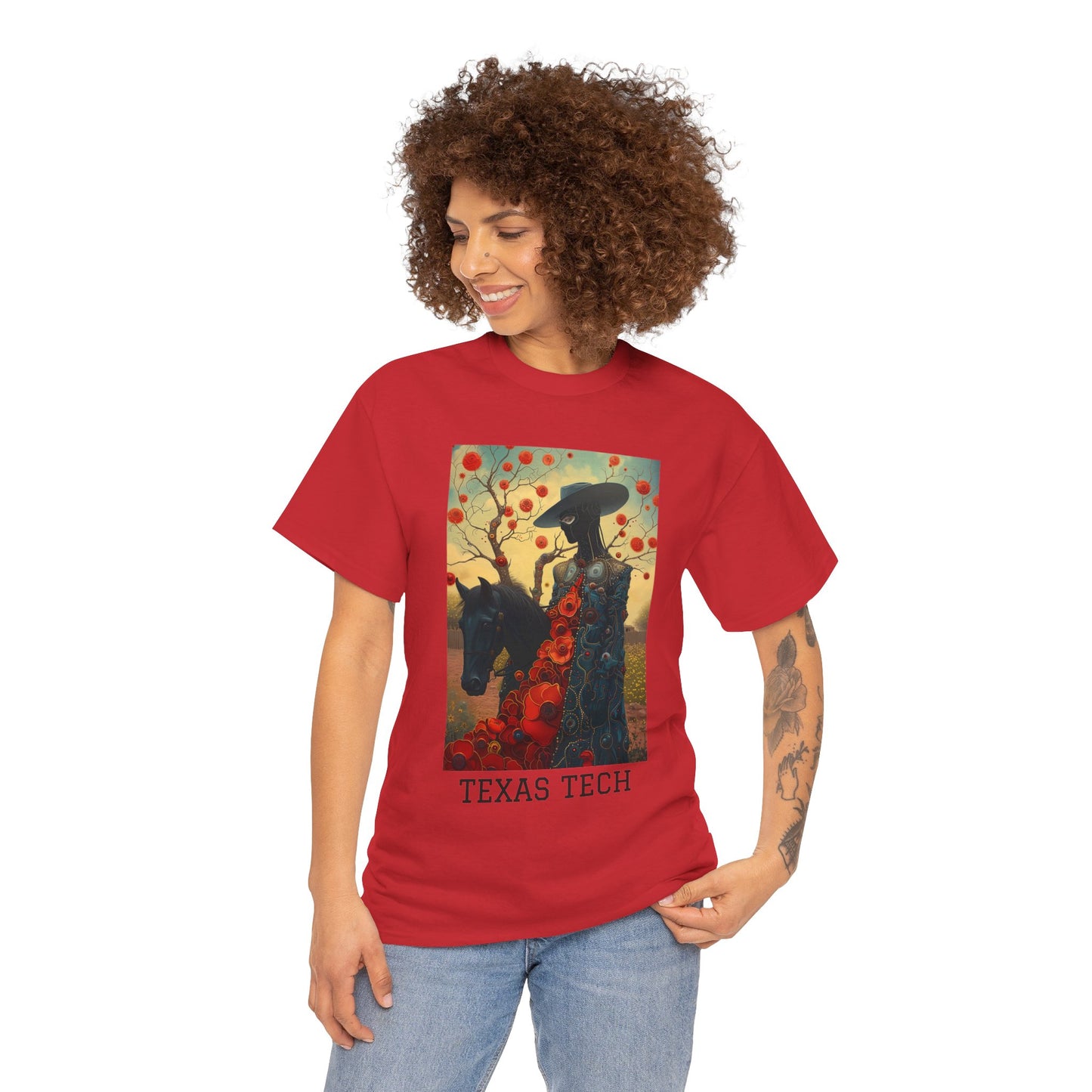 Texas Tech 03F - Unisex Heavy Cotton Tee - Image on the Front