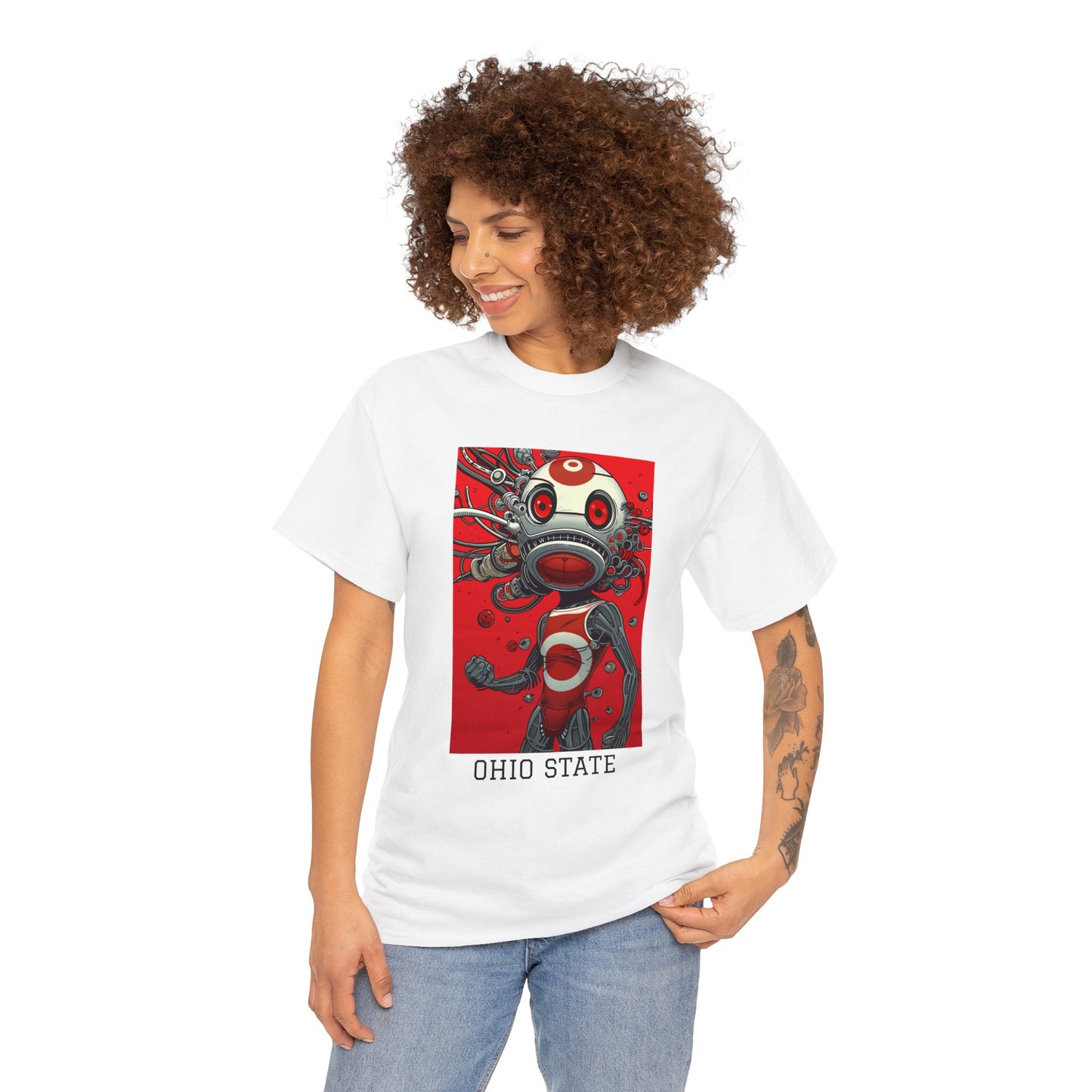 Ohio State 01F - Unisex Heavy Cotton Tee - Image on the Front