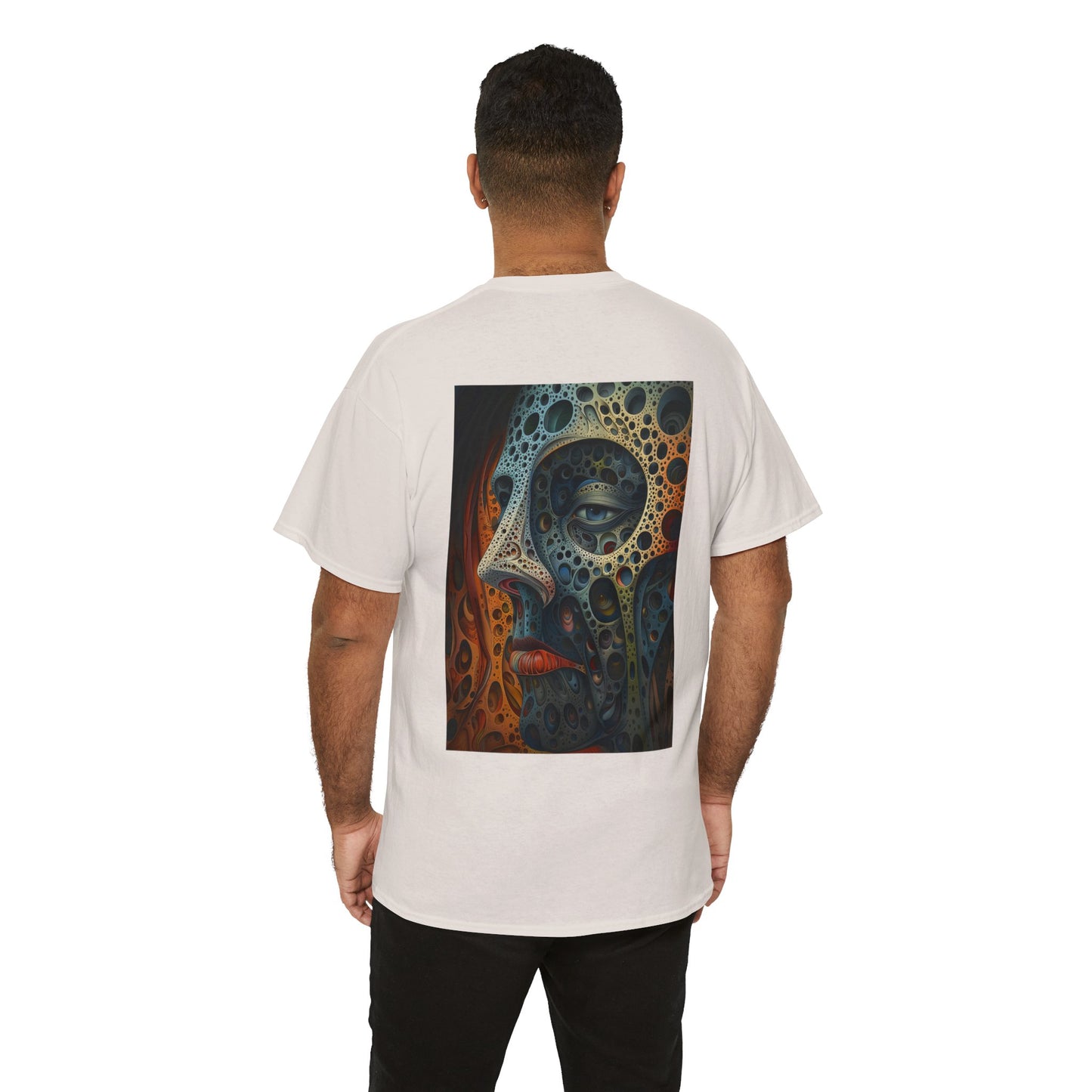 Face 01B - Unisex Heavy Cotton Tee - Image on the Back