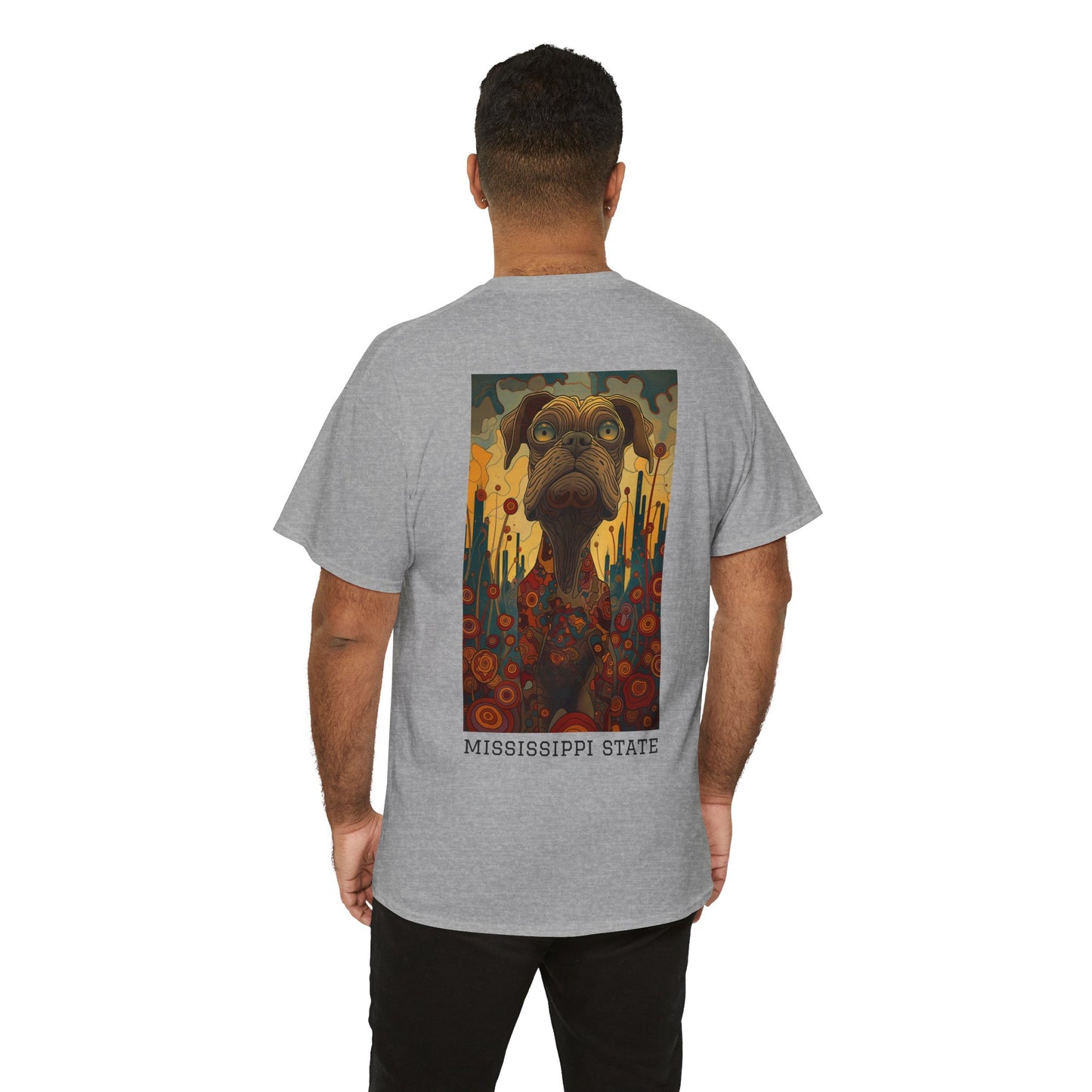Mississippi State 01B - Unisex Heavy Cotton Tee - Image on the Back