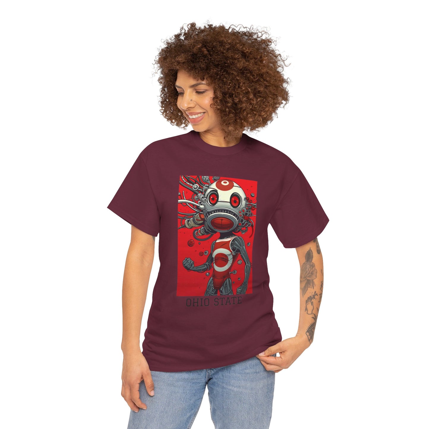 Ohio State 01F - Unisex Heavy Cotton Tee - Image on the Front