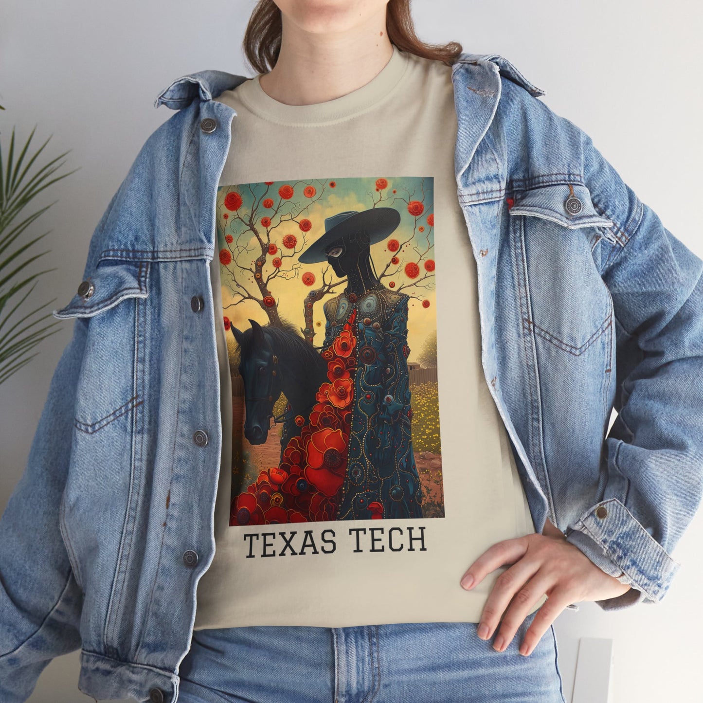 Texas Tech 03F - Unisex Heavy Cotton Tee - Image on the Front