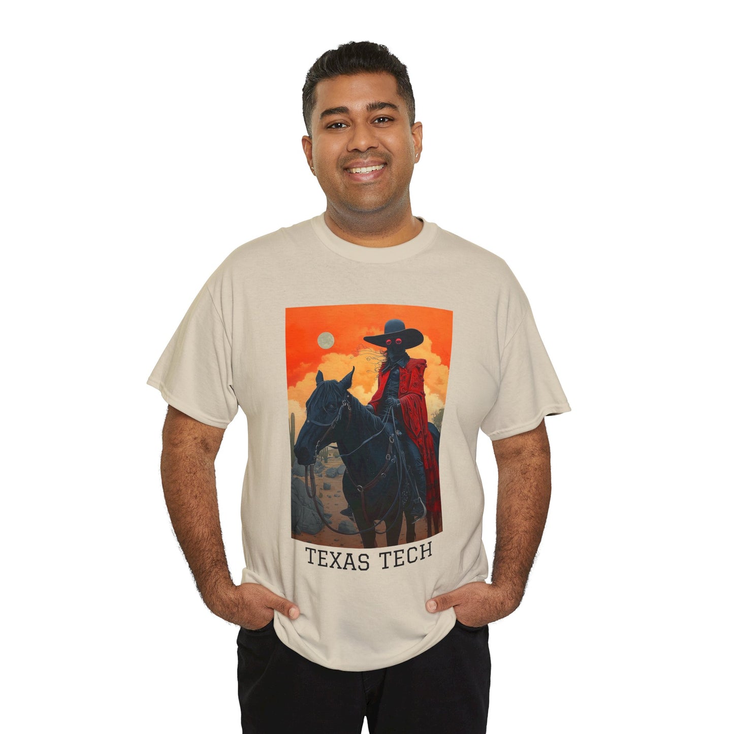 Texas Tech 01F - Unisex Heavy Cotton Tee - Image on the Front