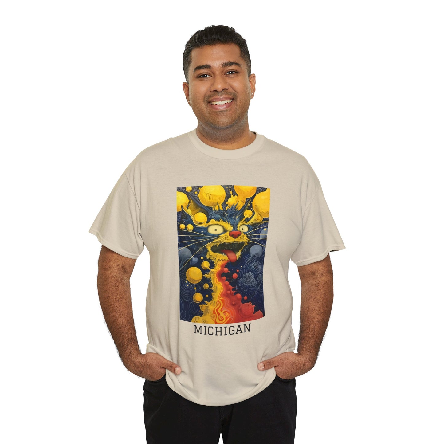 Michigan 01F - Unisex Heavy Cotton Tee - Image on the Front