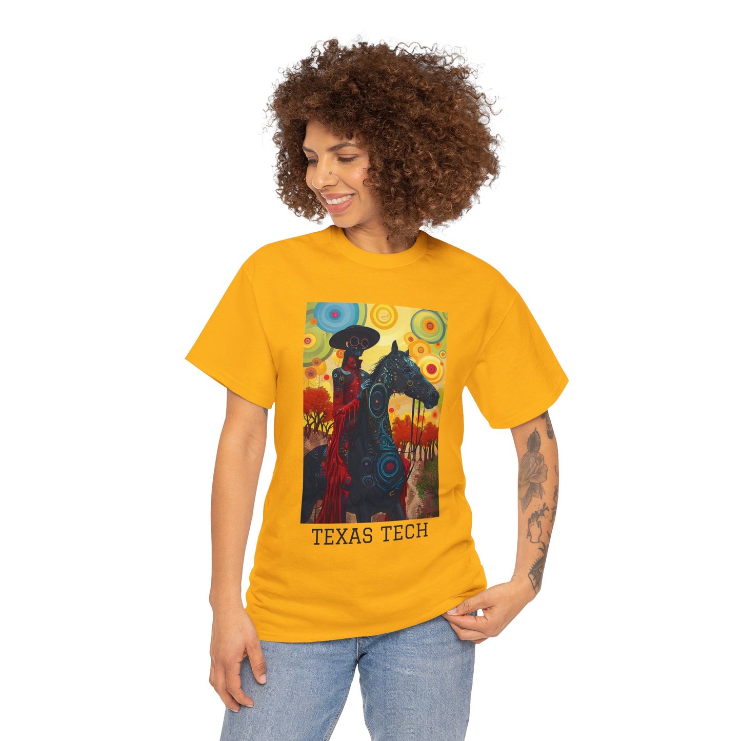 Texas Tech 02F - Unisex Heavy Cotton Tee - Image on the Front