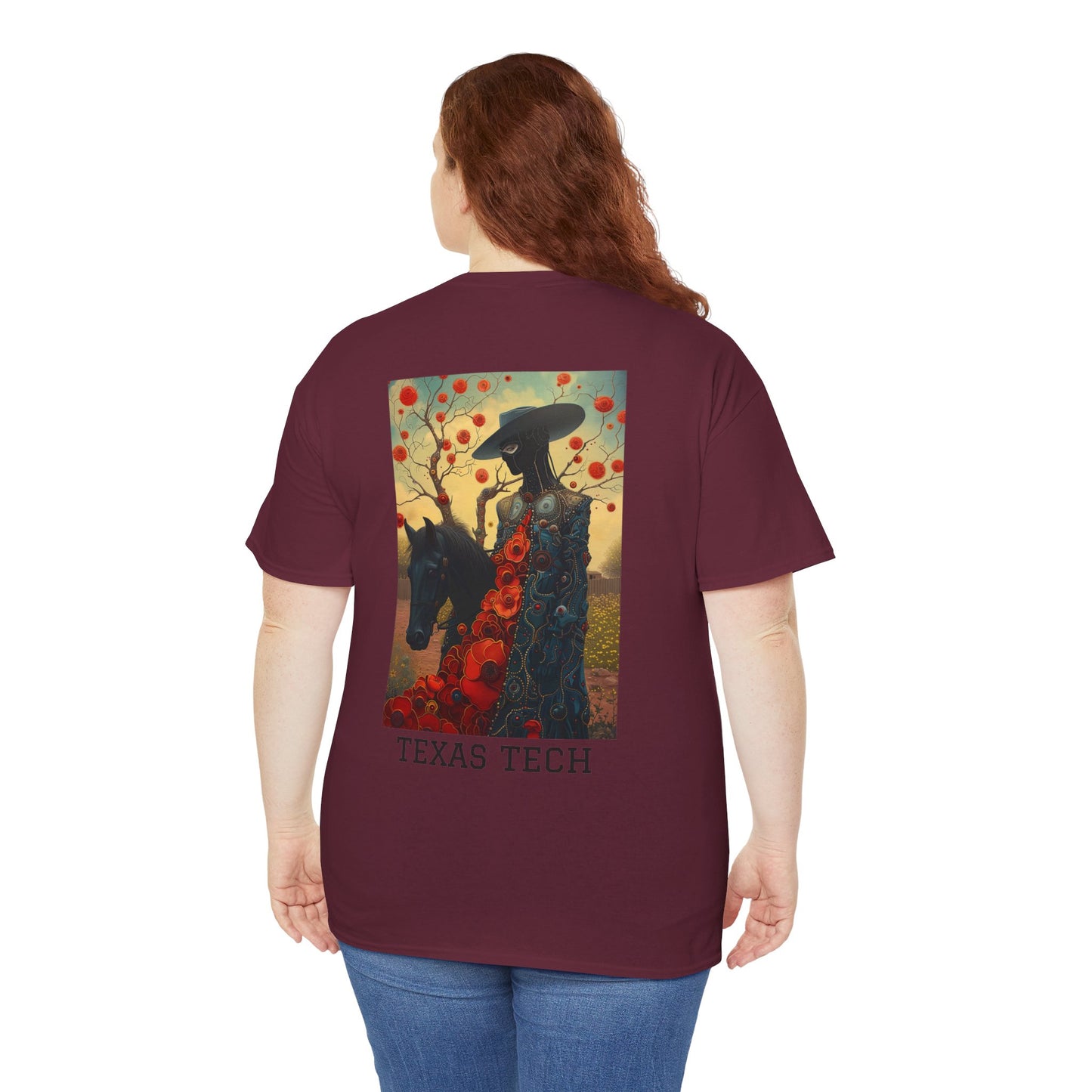 Texas Tech 03B - Unisex Heavy Cotton Tee - Image on the Back