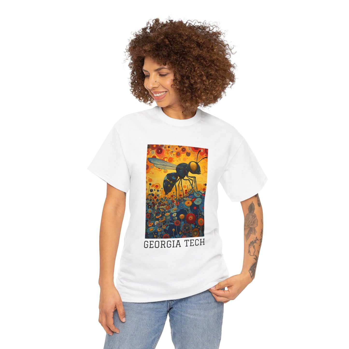 Georgia Tech 02F - Unisex Heavy Cotton Tee - Image on the Front