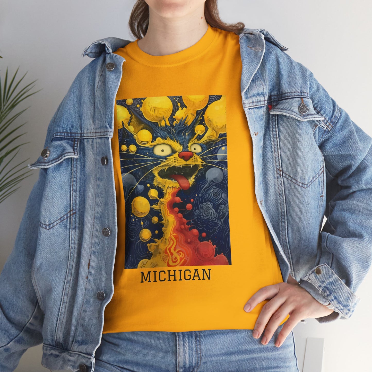 Michigan 01F - Unisex Heavy Cotton Tee - Image on the Front