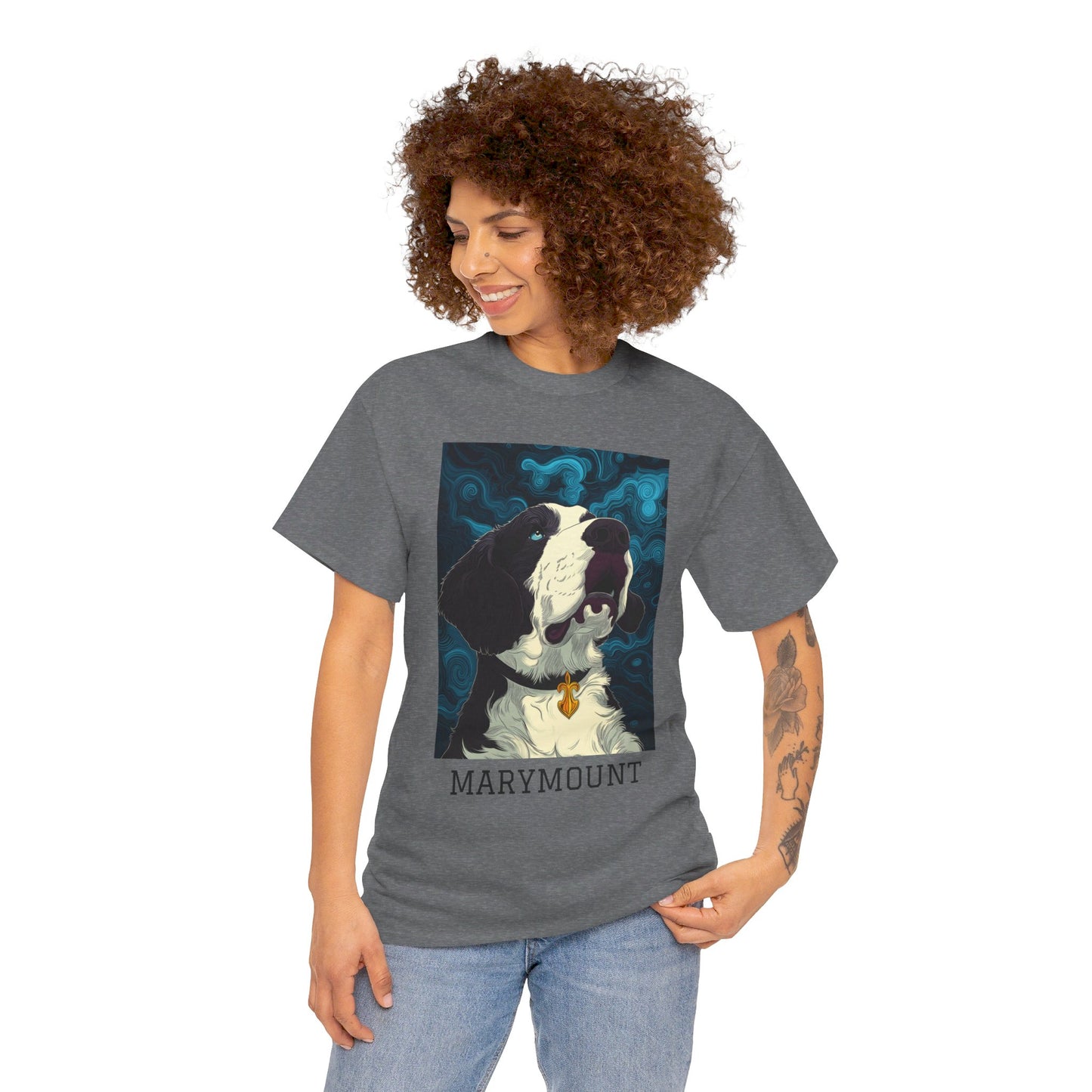 Marymount 01F - Unisex Heavy Cotton Tee - Image on the Front