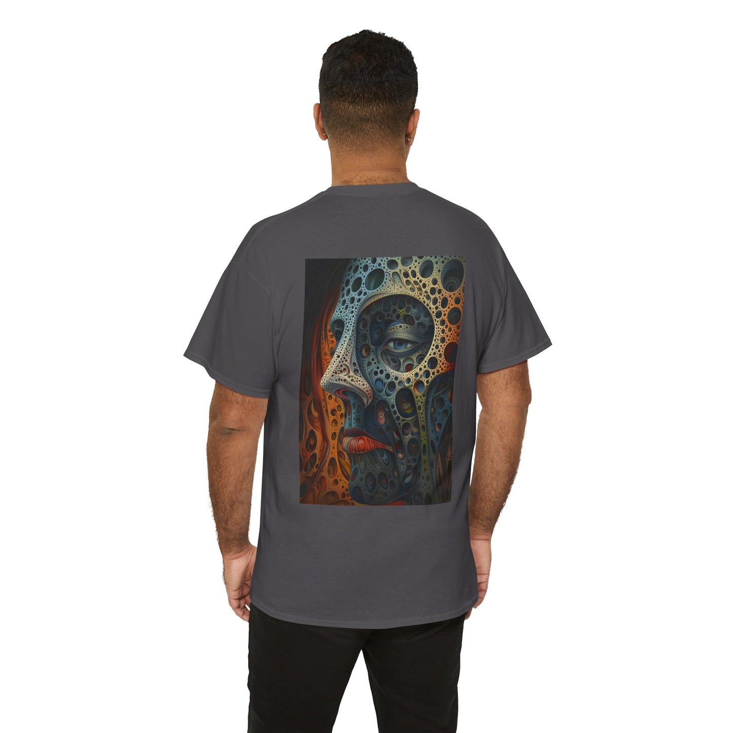 Face 01B - Unisex Heavy Cotton Tee - Image on the Back