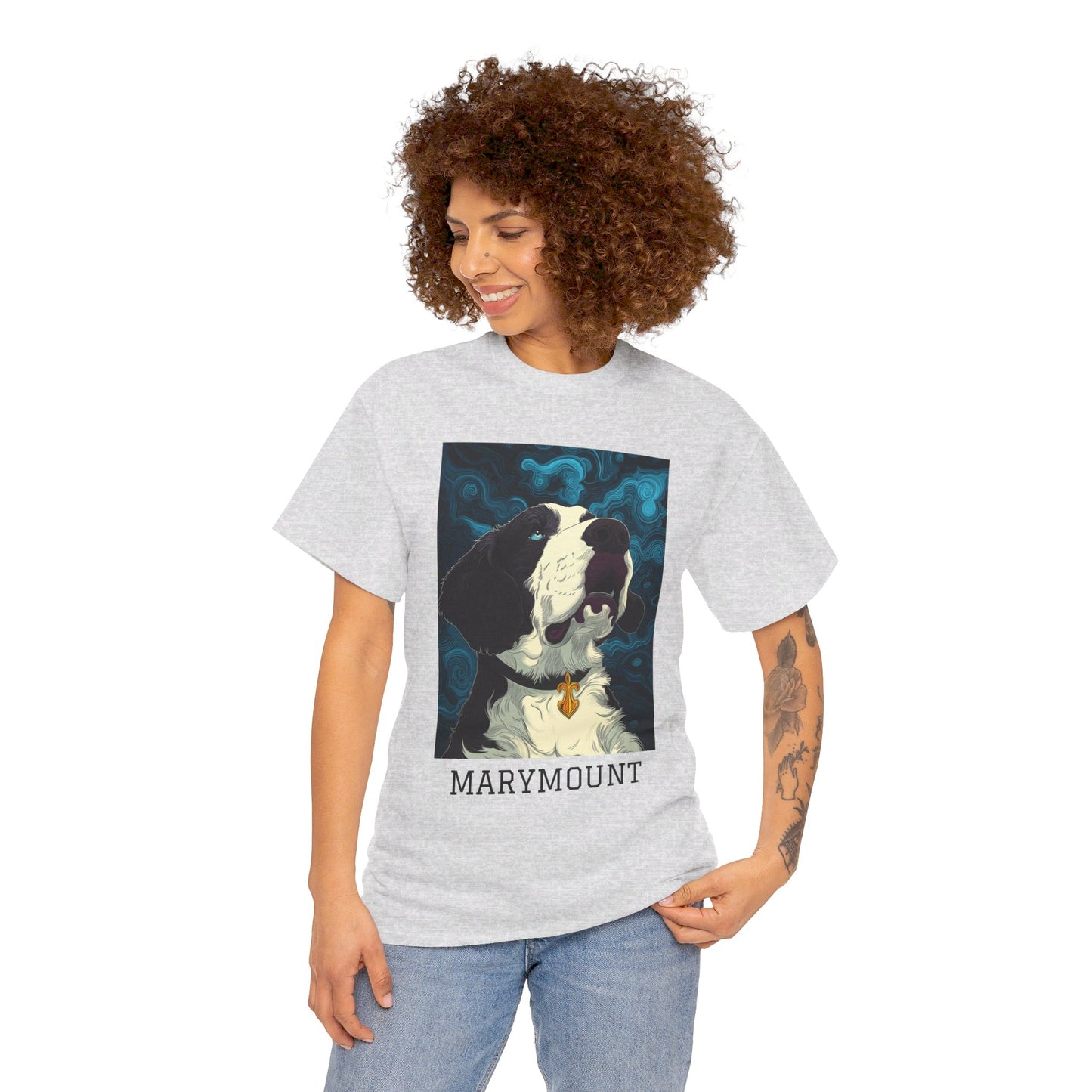 Marymount 01F - Unisex Heavy Cotton Tee - Image on the Front