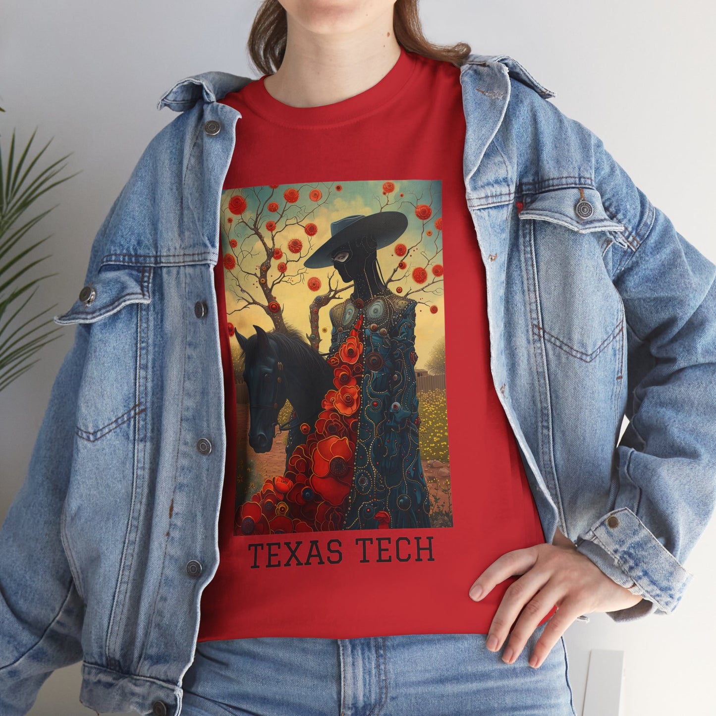 Texas Tech 03F - Unisex Heavy Cotton Tee - Image on the Front