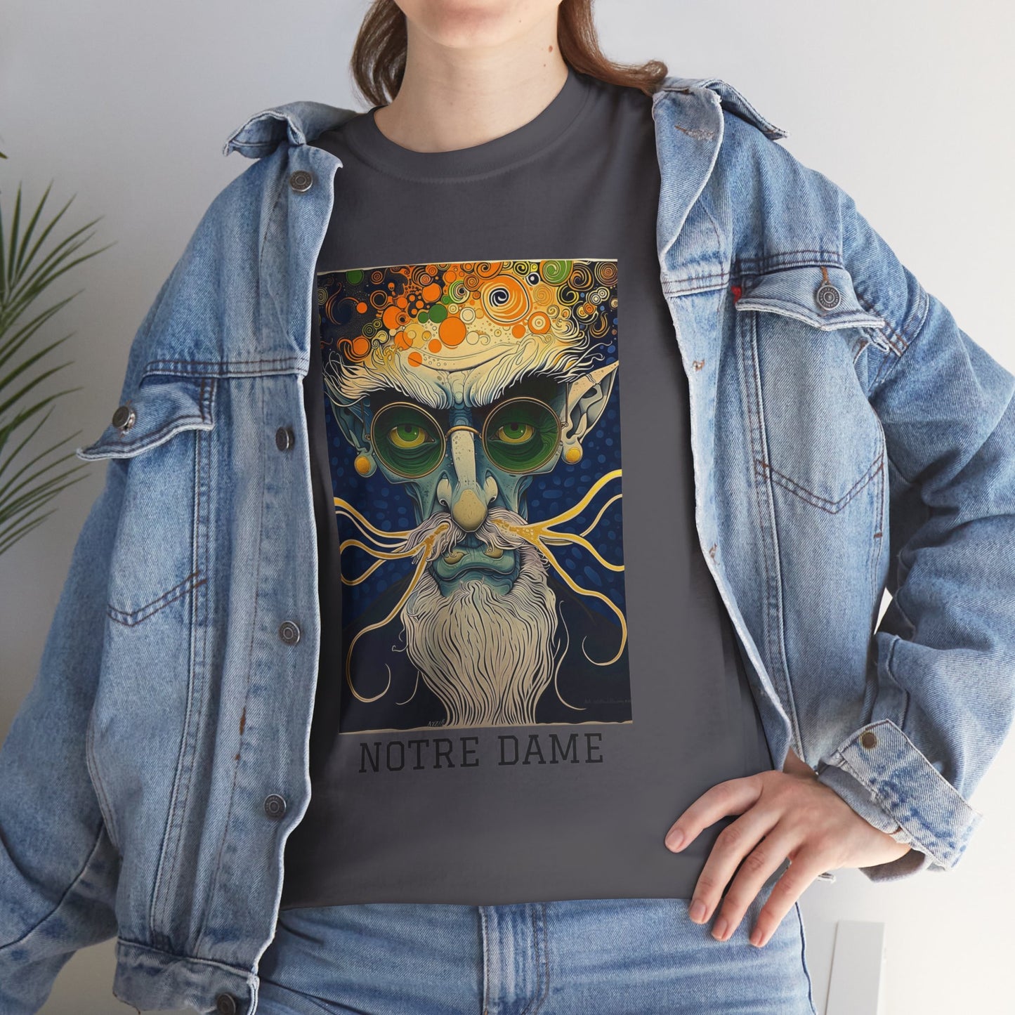 Notre Dame 02F - Unisex Heavy Cotton Tee - Image on the Front