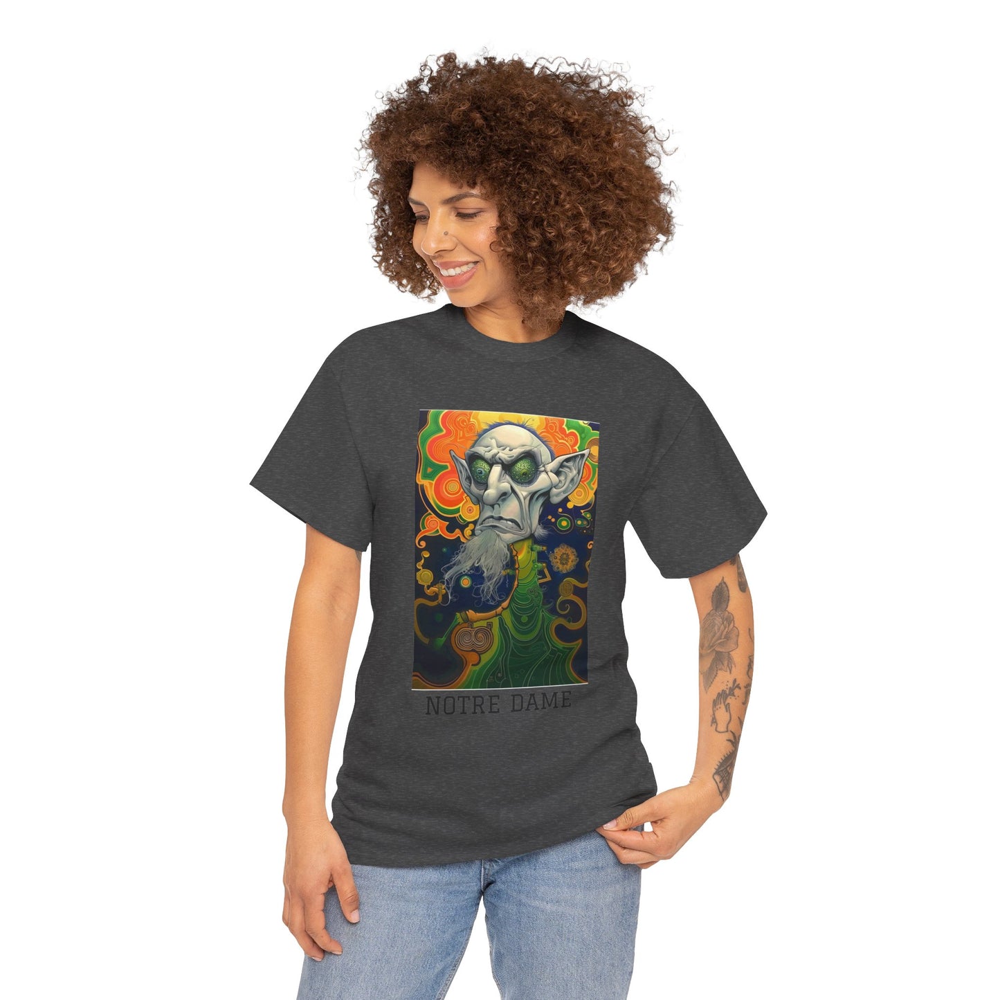 Notre Dame 03F - Unisex Heavy Cotton Tee - Image on the Front