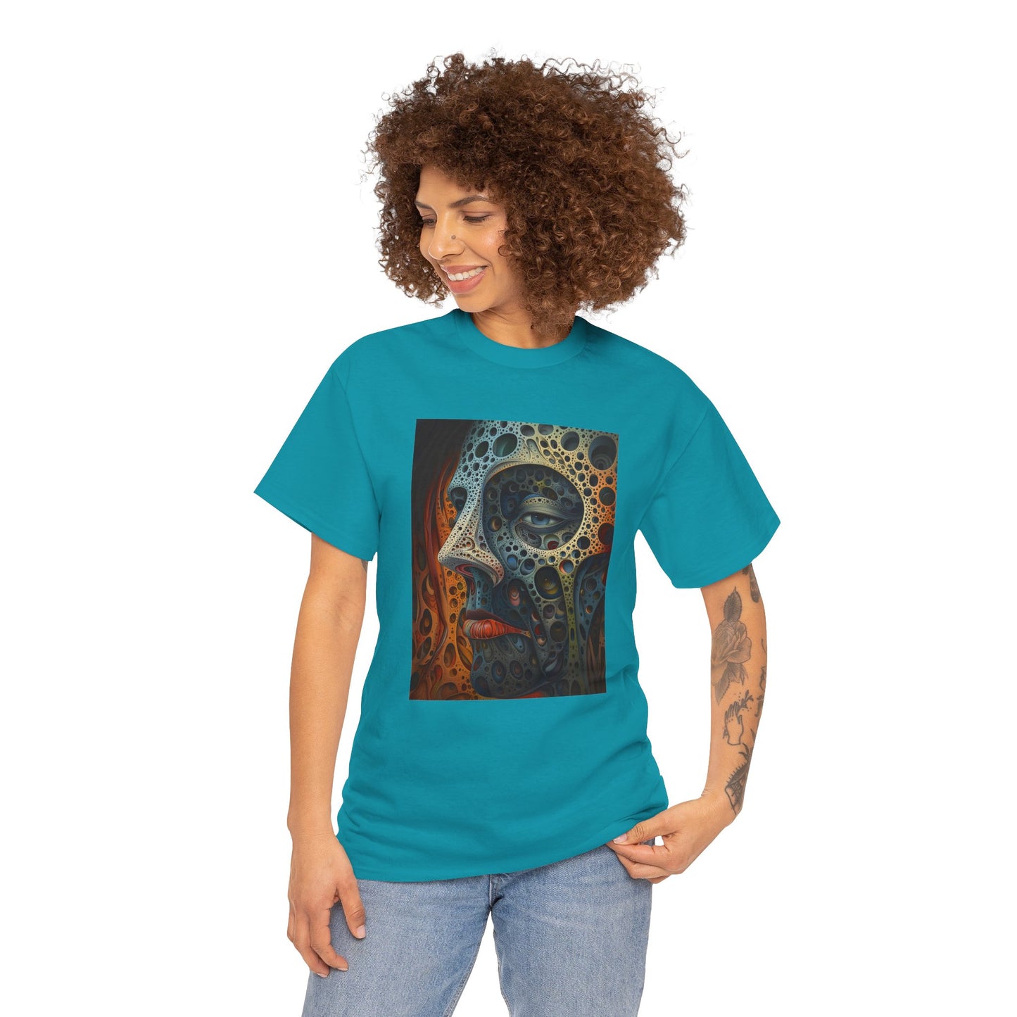 Face 01F - Unisex Heavy Cotton Tee - Image on the Front