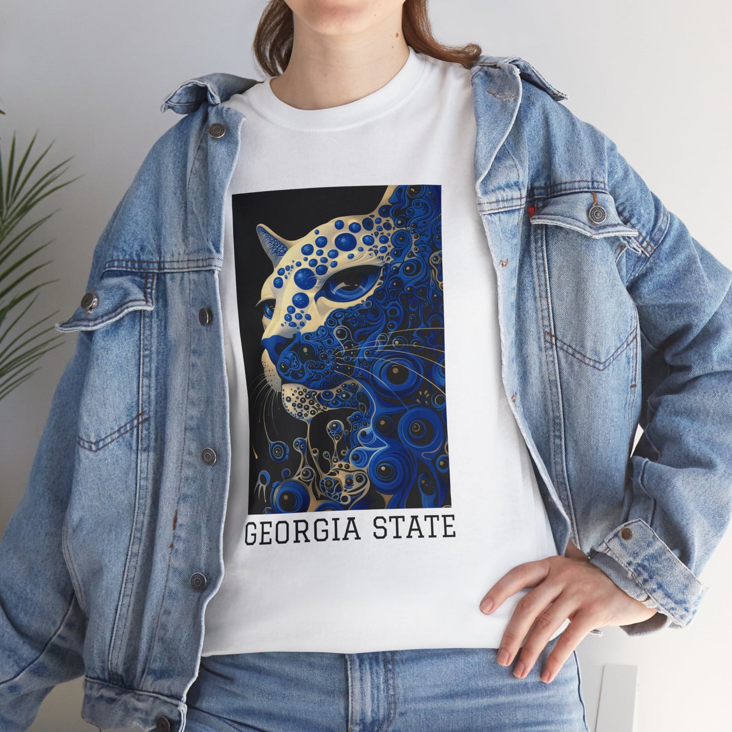 Georgia State 01F - Unisex Heavy Cotton Tee - Image on the Front