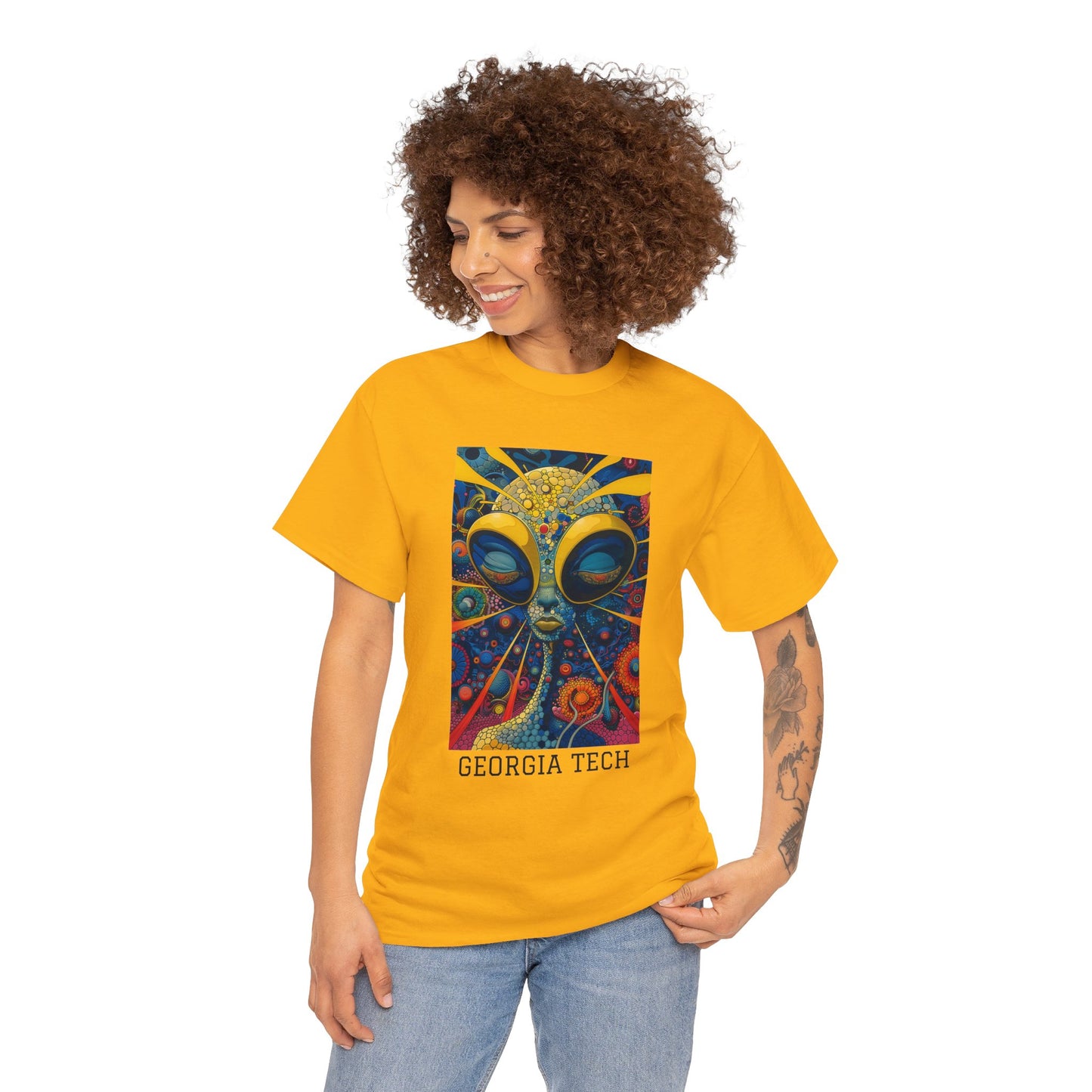 Georgia Tech 04F - Unisex Heavy Cotton Tee - Image on the Front