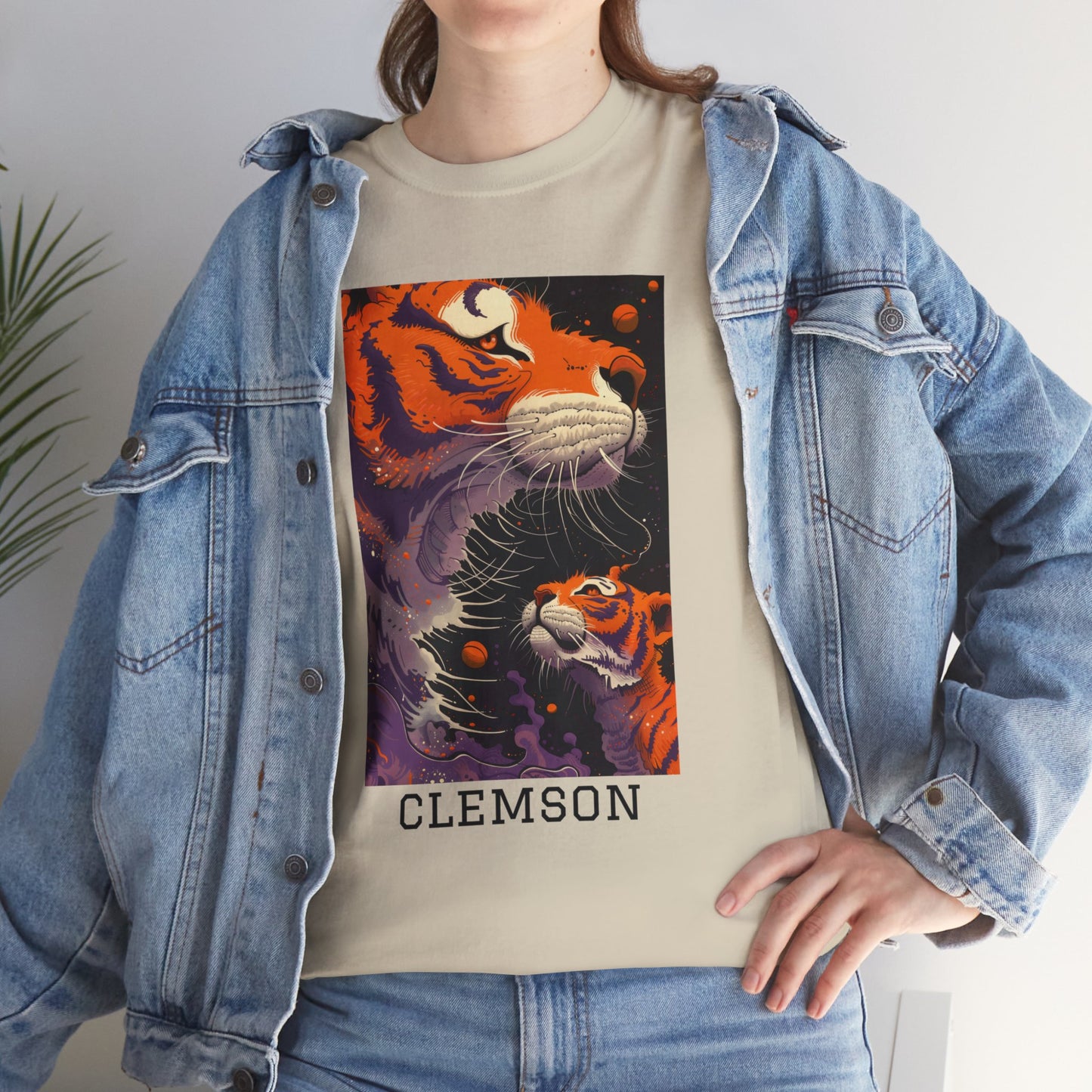 Clemson 01F - Unisex Heavy Cotton Tee - Image on the Front