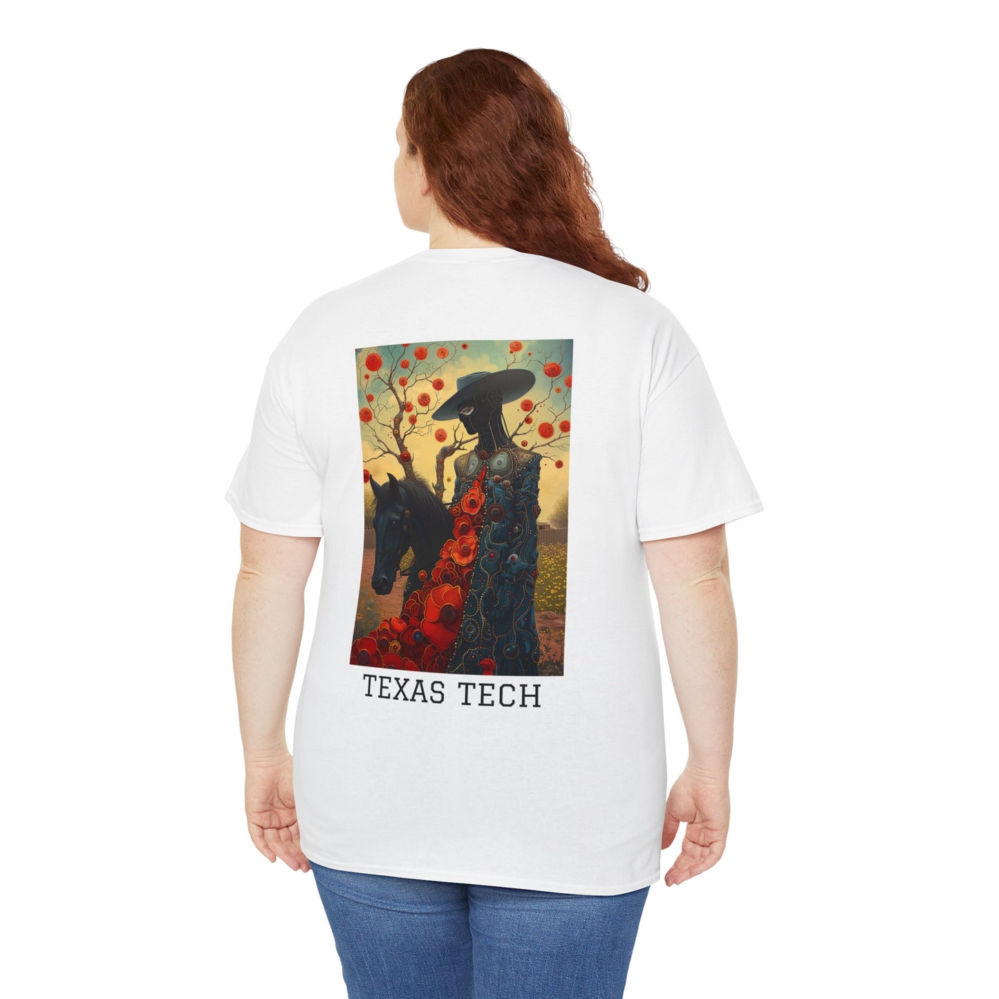 Texas Tech 03B - Unisex Heavy Cotton Tee - Image on the Back