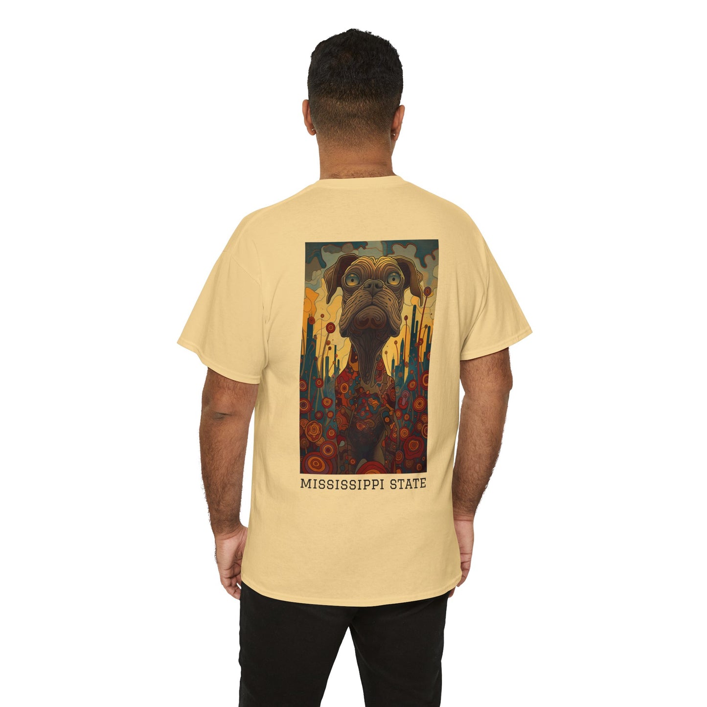 Mississippi State 01B - Unisex Heavy Cotton Tee - Image on the Back