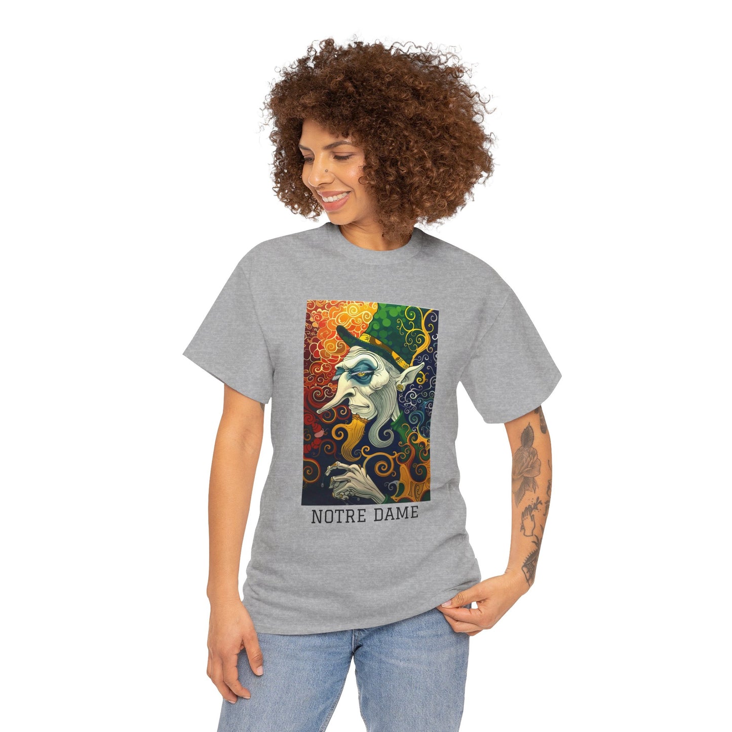 Notre Dame 01F - Unisex Heavy Cotton Tee - Image on the Front