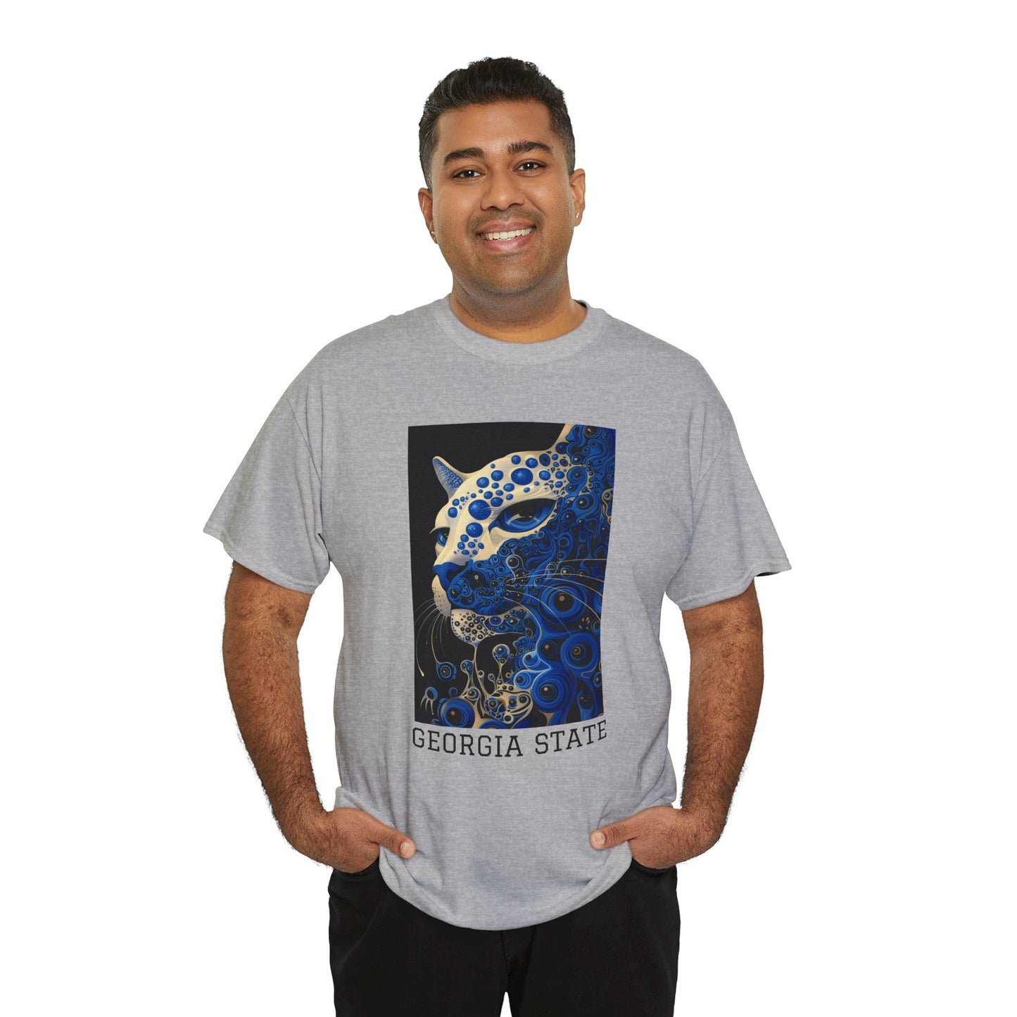 Georgia State 01F - Unisex Heavy Cotton Tee - Image on the Front