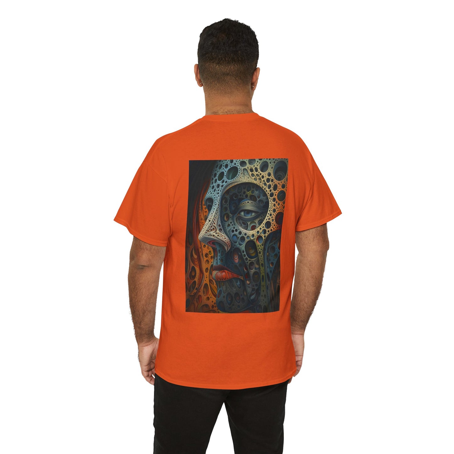 Face 01B - Unisex Heavy Cotton Tee - Image on the Back