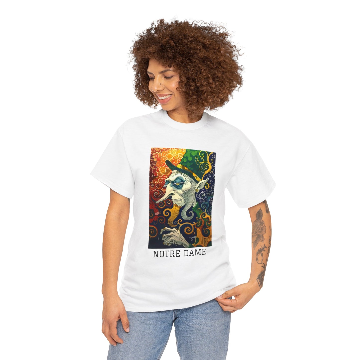 Notre Dame 01F - Unisex Heavy Cotton Tee - Image on the Front