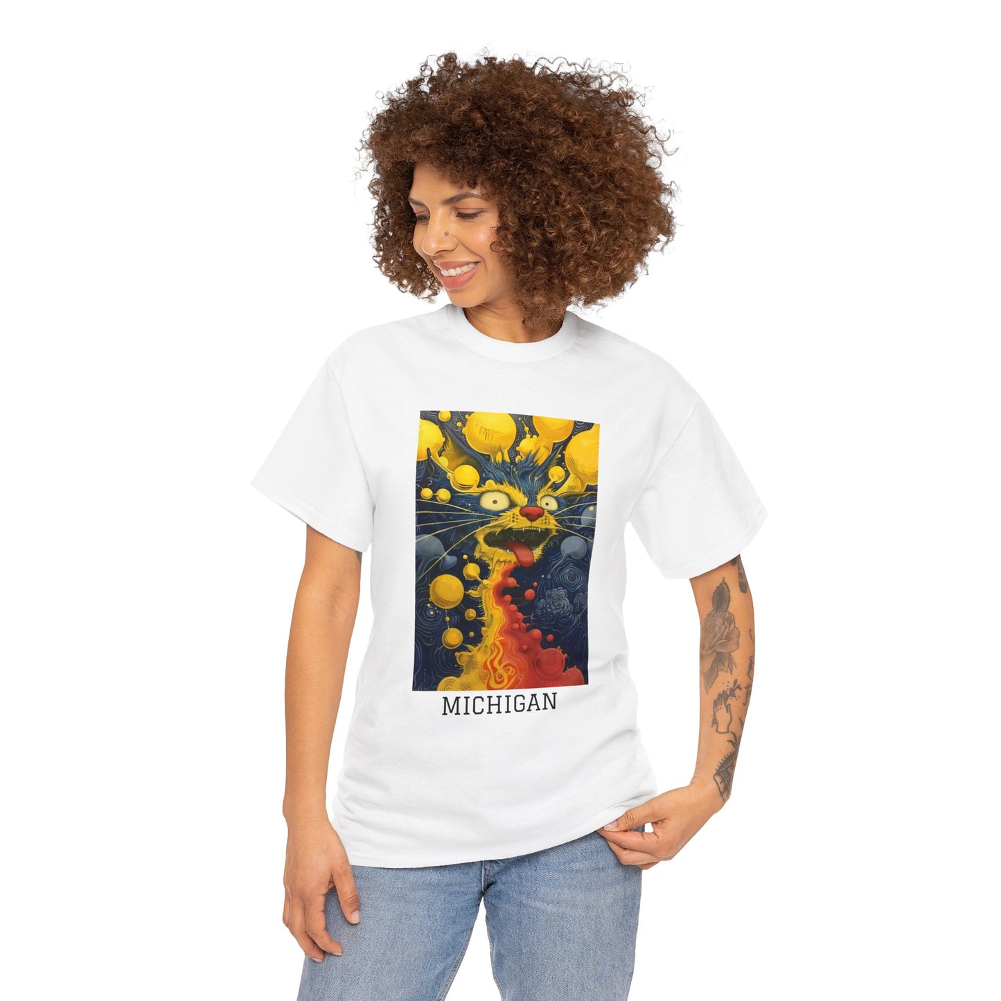 Michigan 01F - Unisex Heavy Cotton Tee - Image on the Front